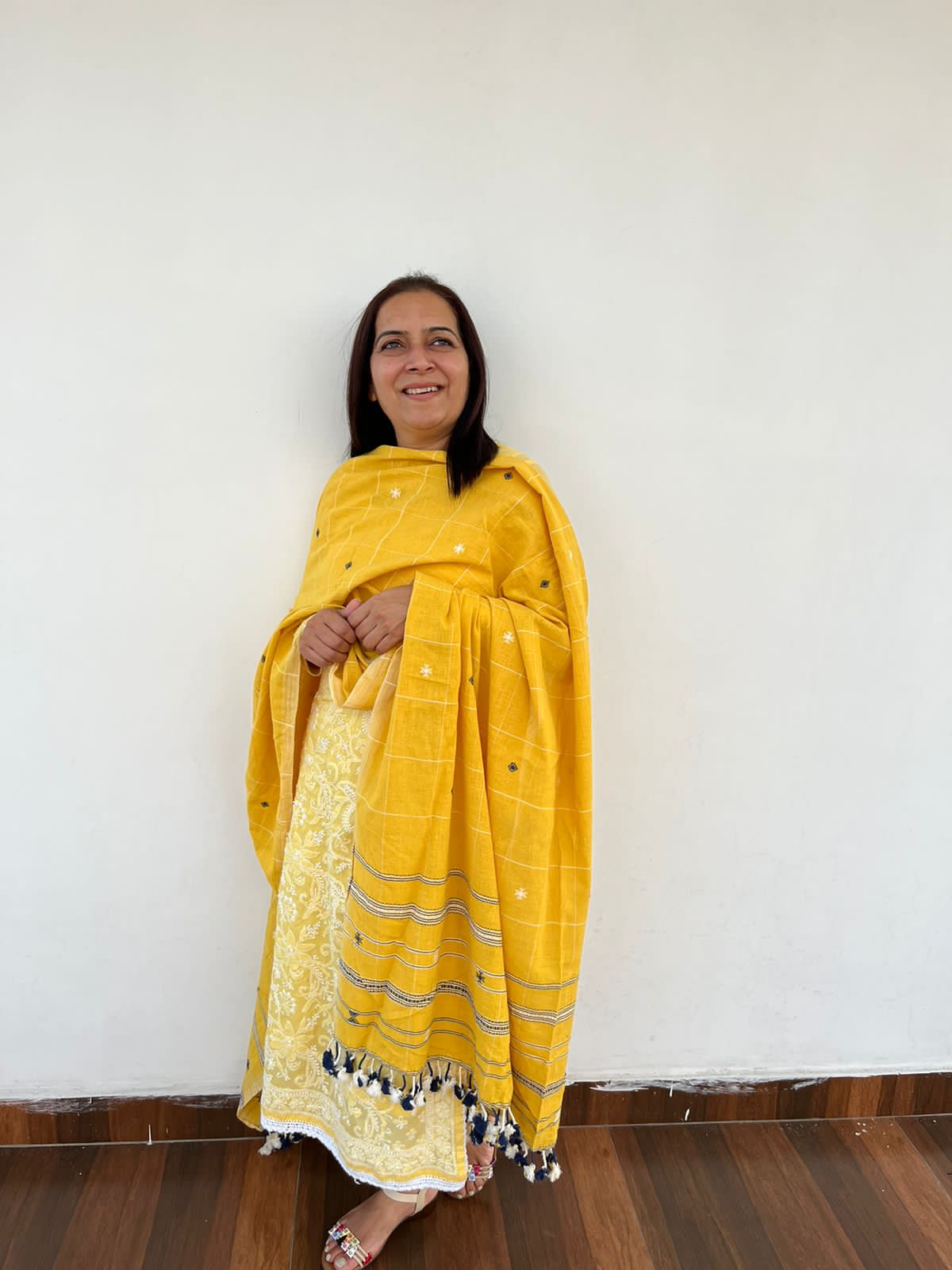 Yellow Cotton Bhujodi Dupatta