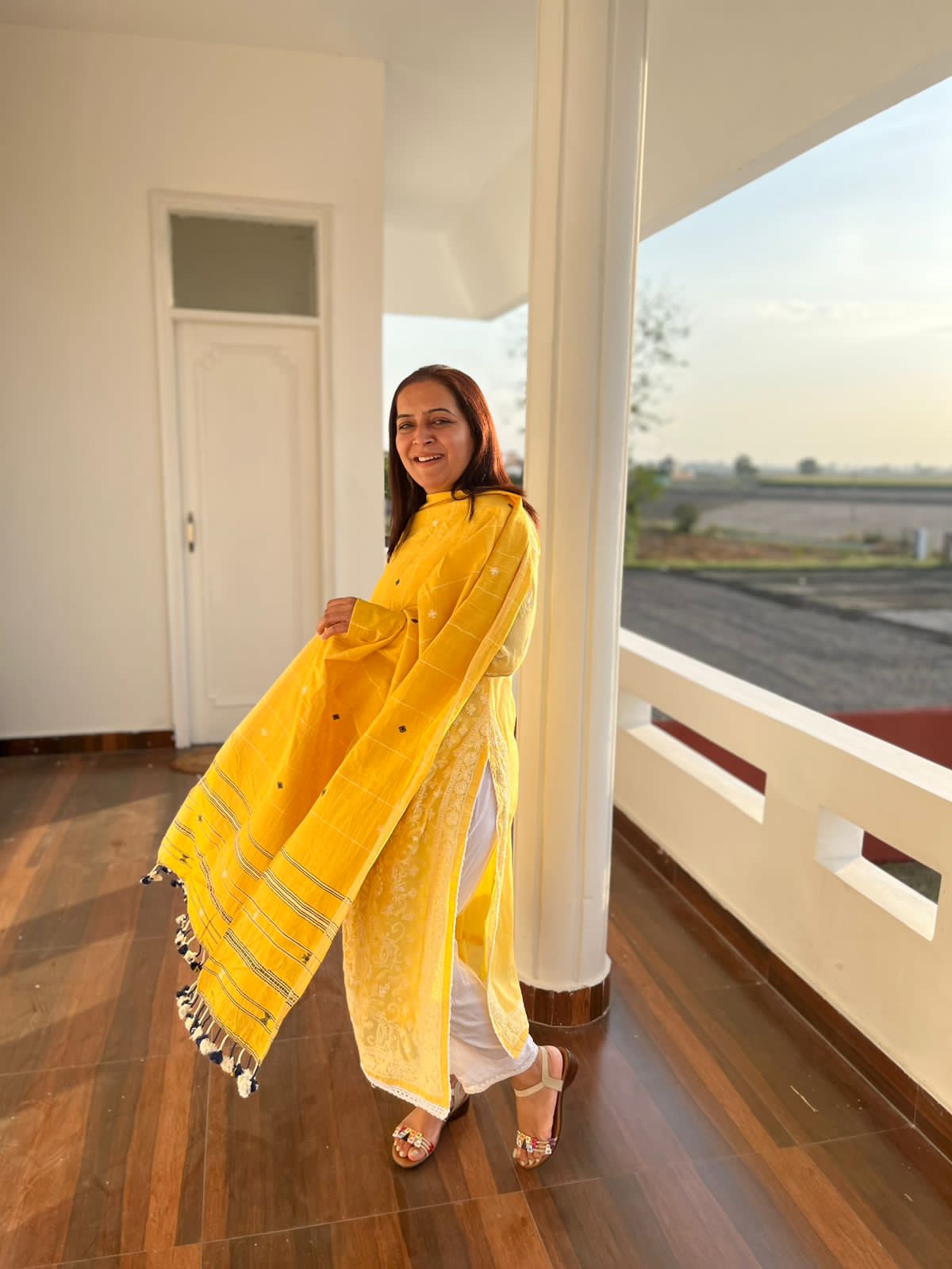 Yellow Cotton Bhujodi Dupatta