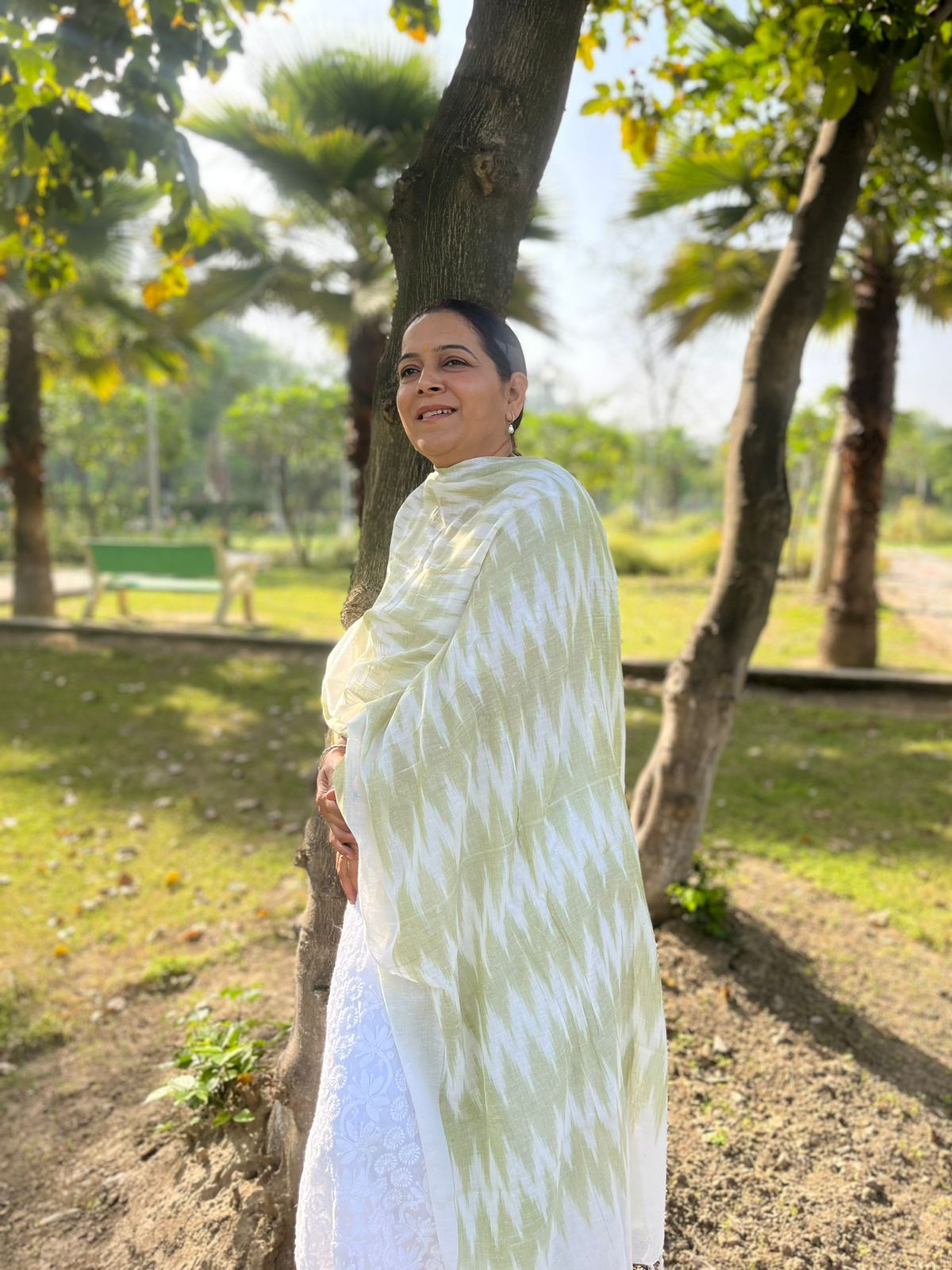 Light Olive Ikat Dupatta