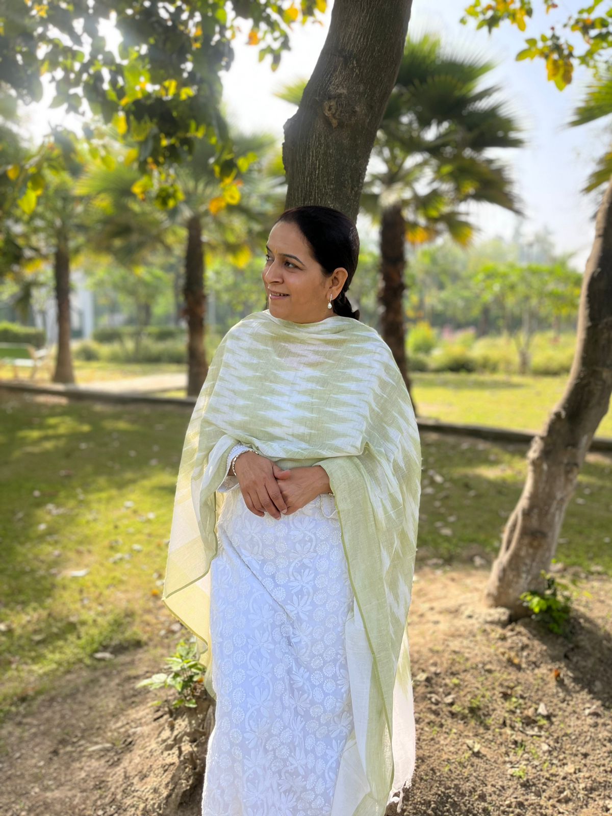 Light Olive Ikat Dupatta