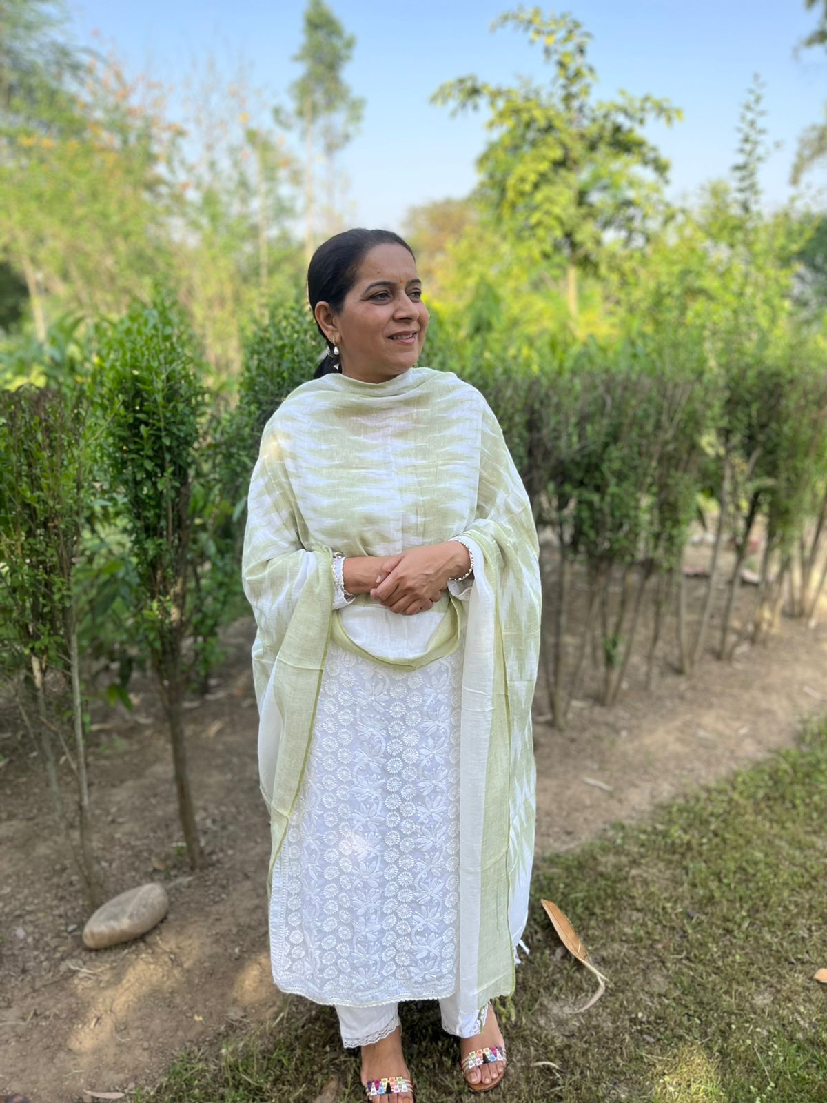 Light Olive Ikat Dupatta