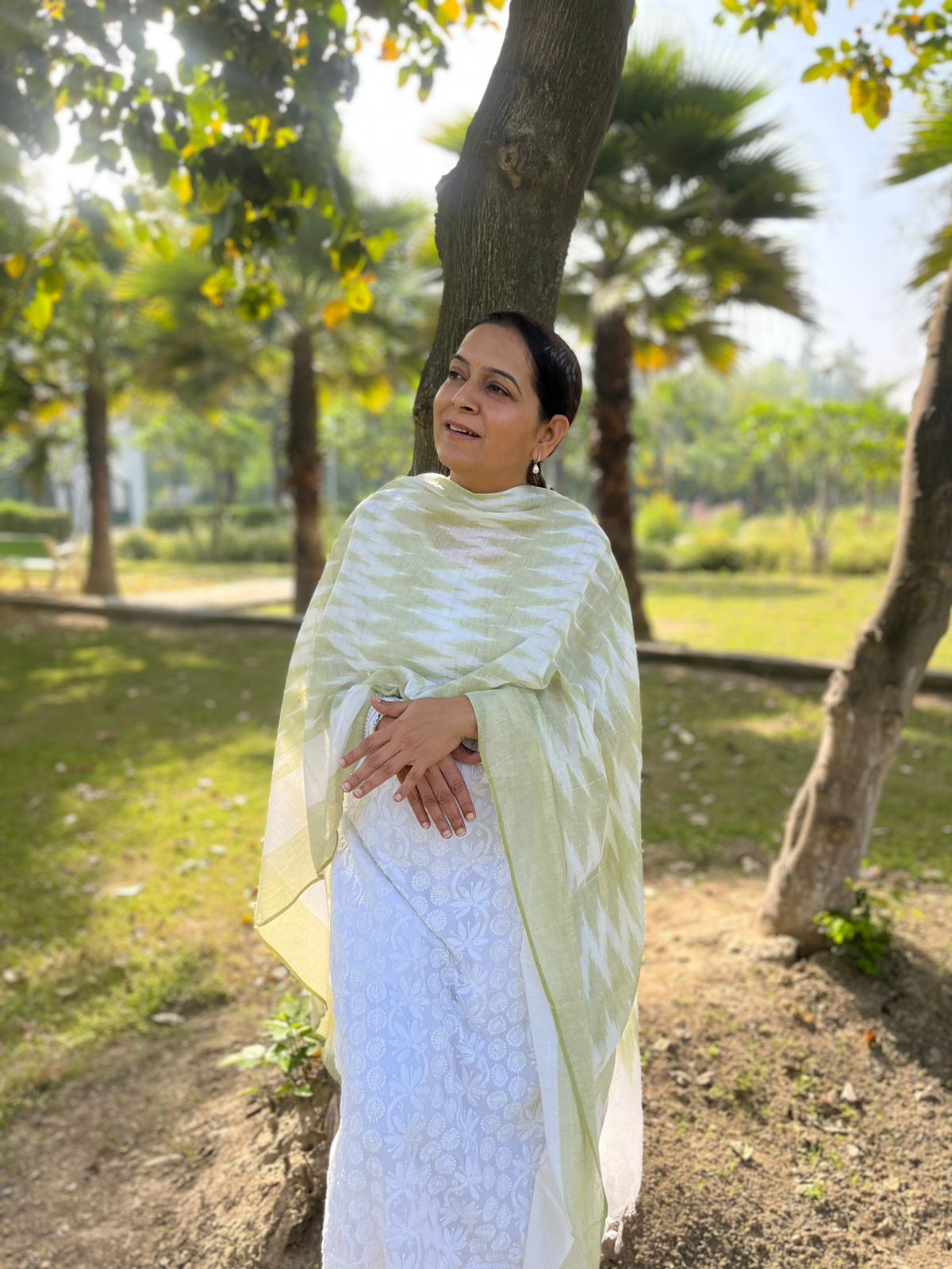 Light Olive Ikat Dupatta