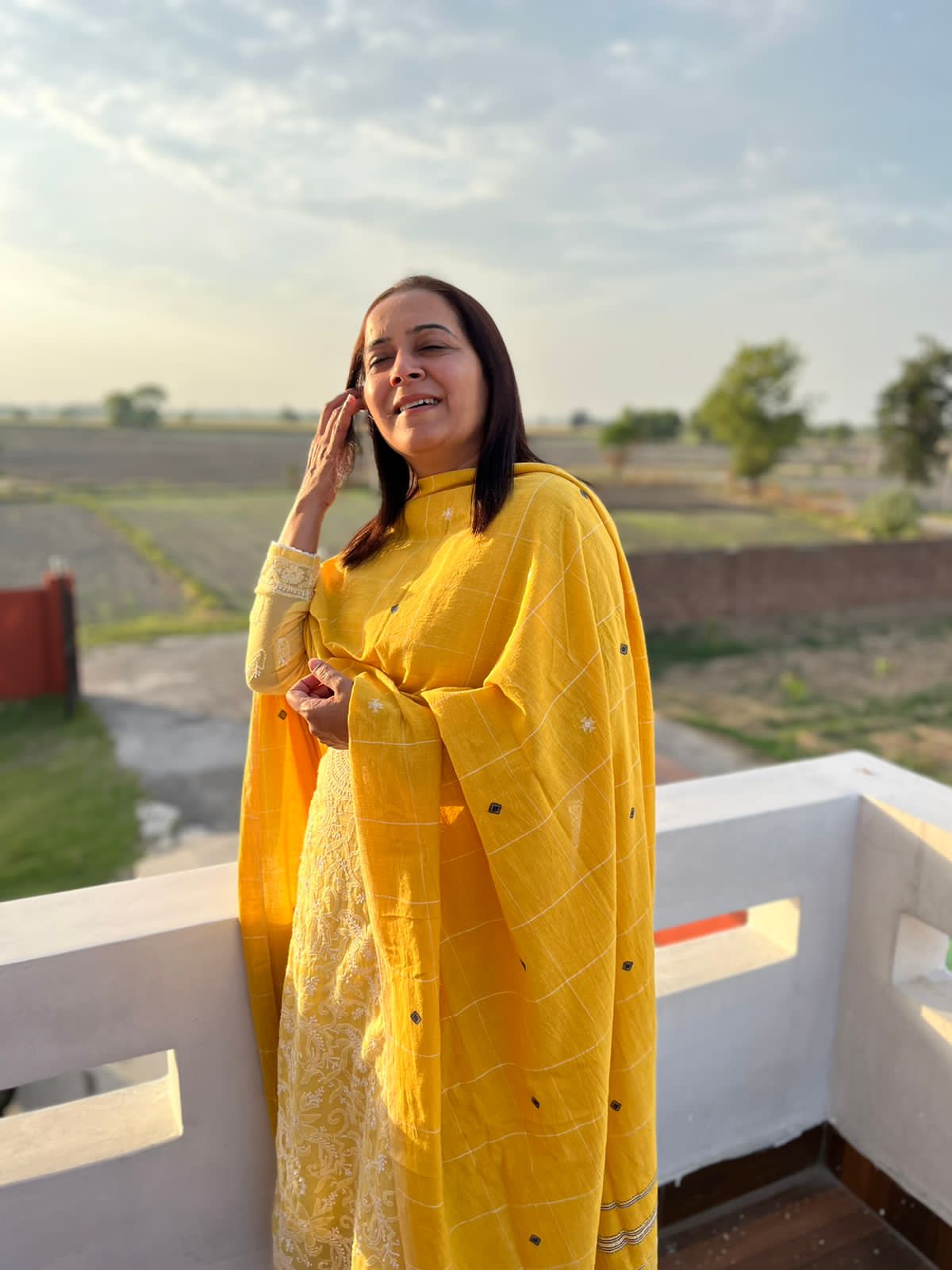 Yellow Cotton Bhujodi Dupatta