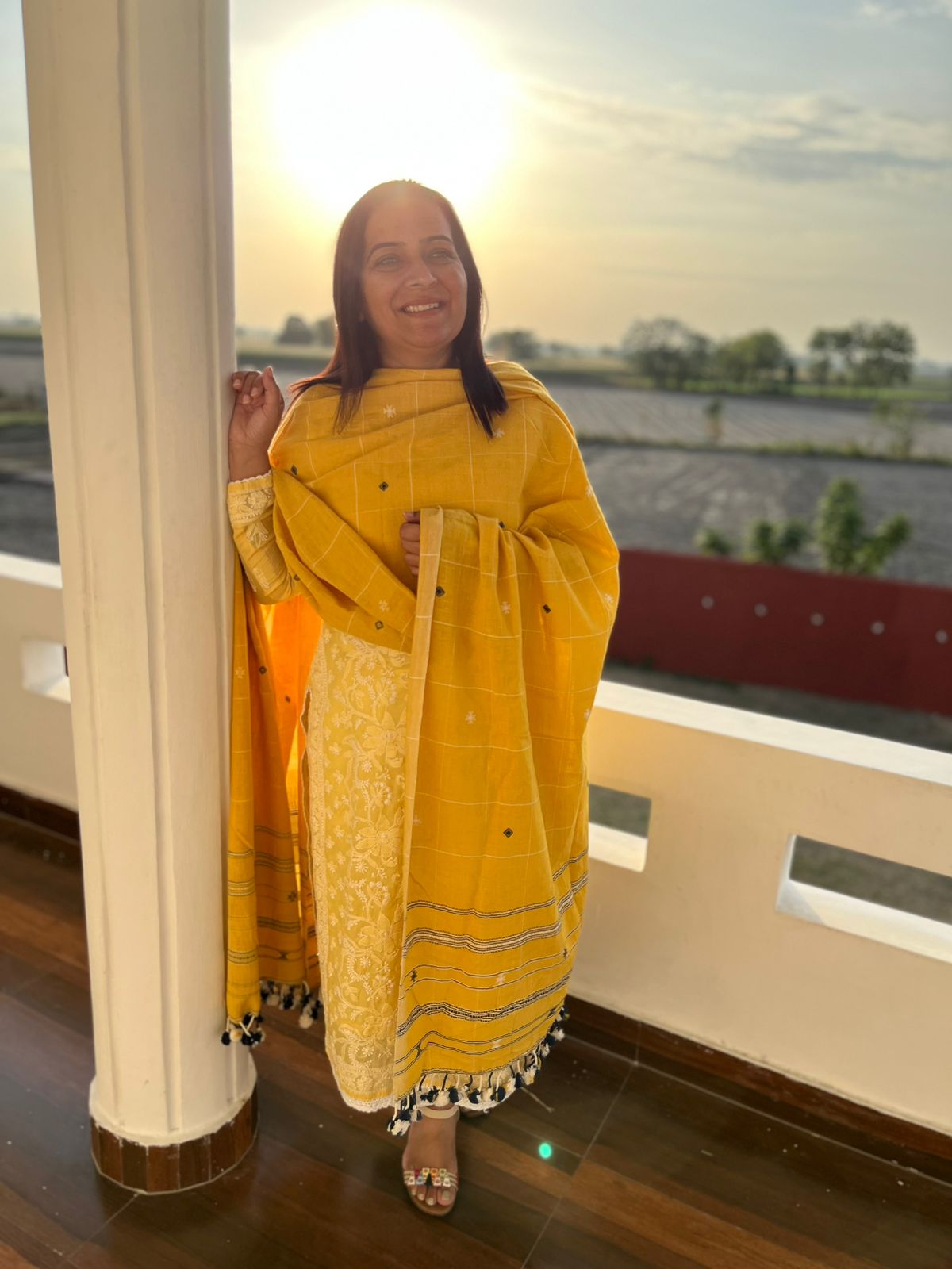 Yellow Cotton Bhujodi Dupatta