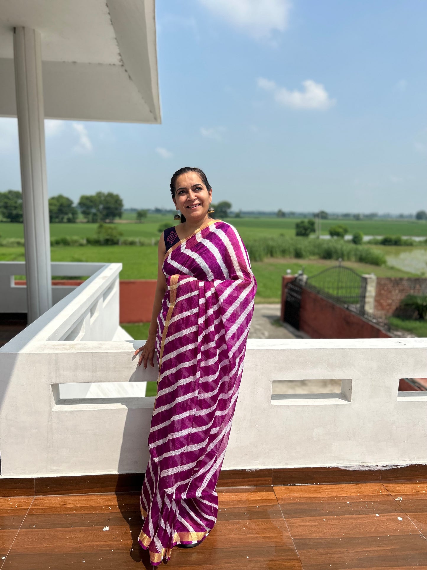 Purple Lehriya sari
