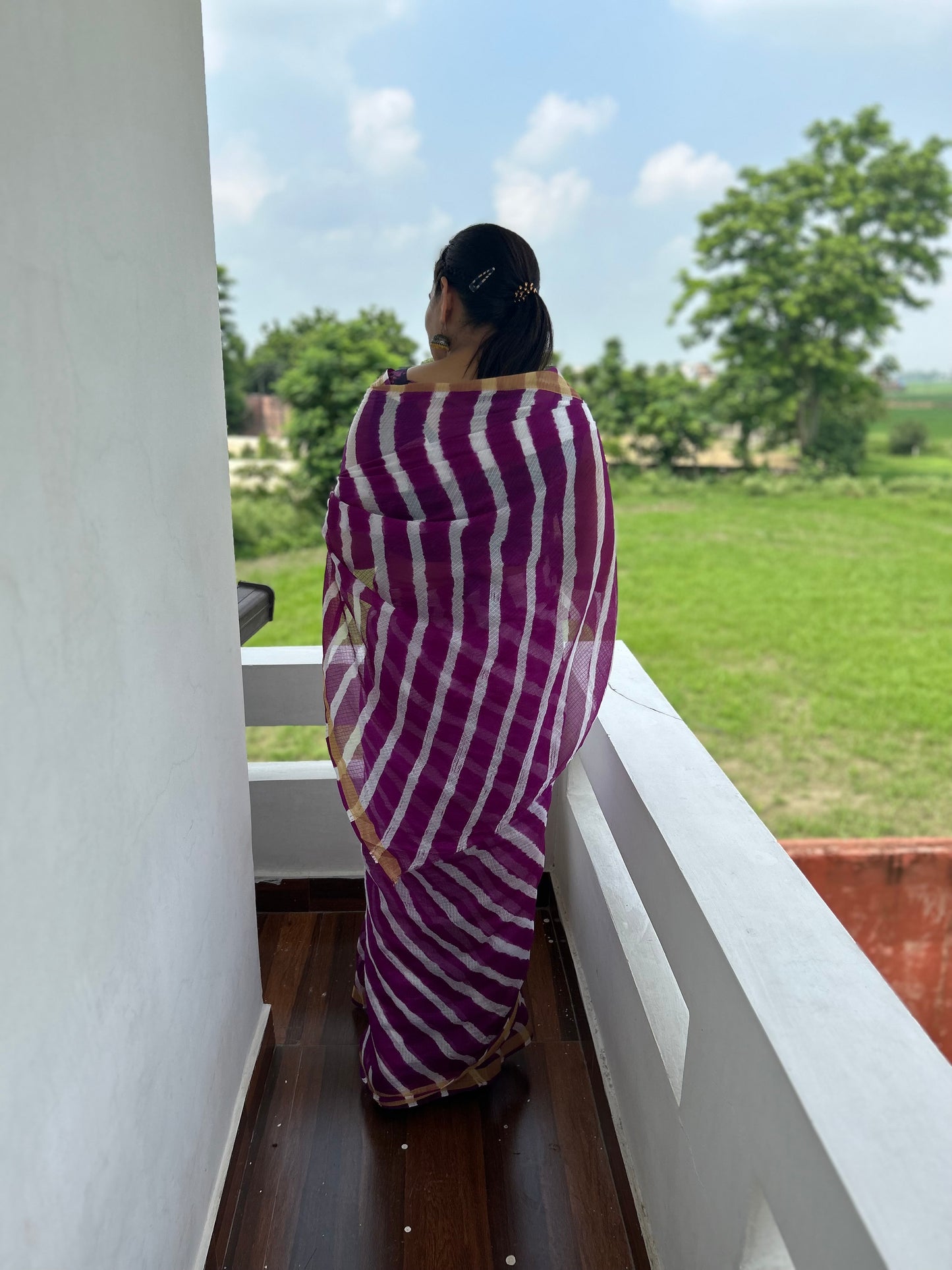 Purple Lehriya sari