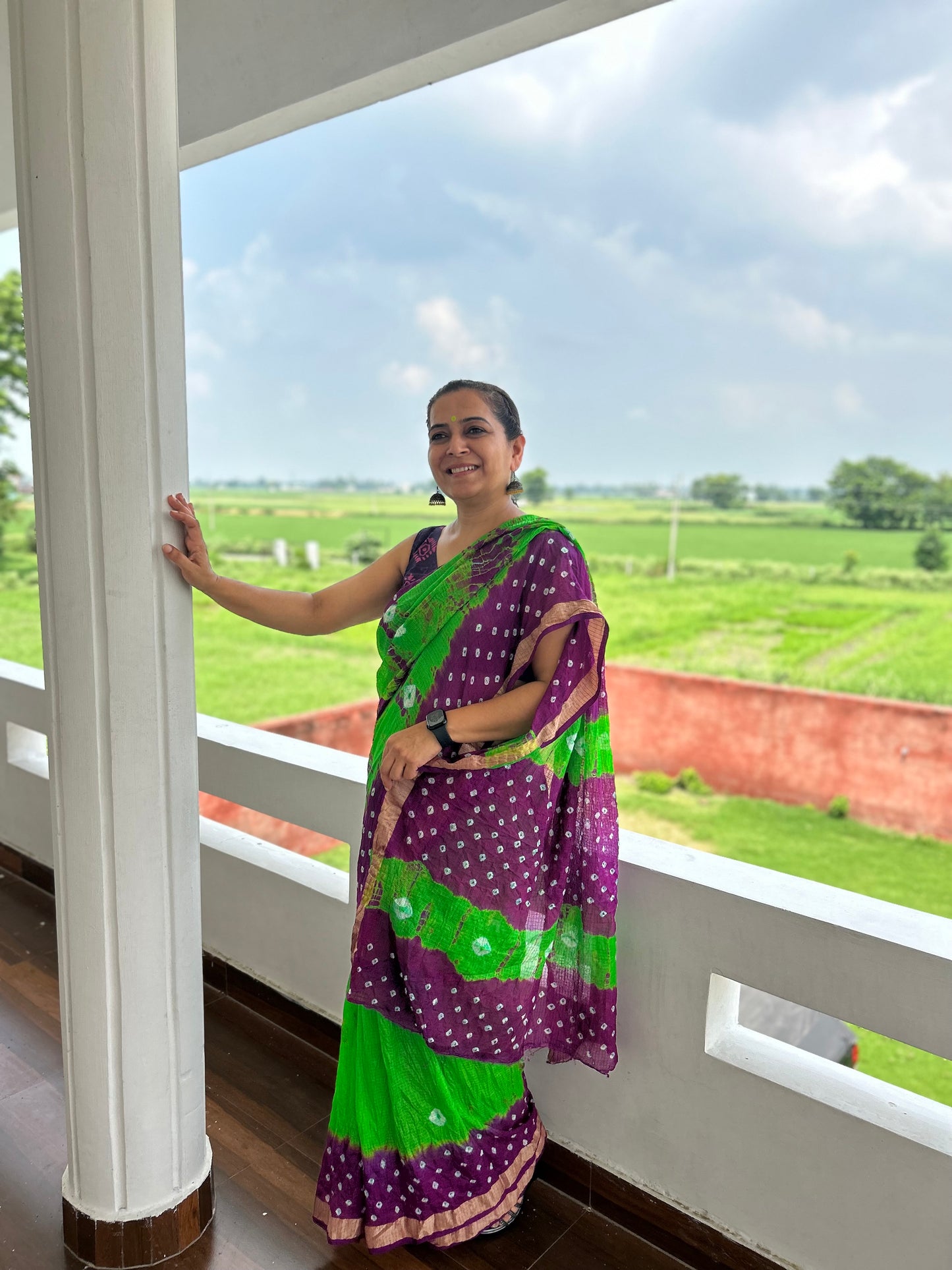Purple Bhandani sari
