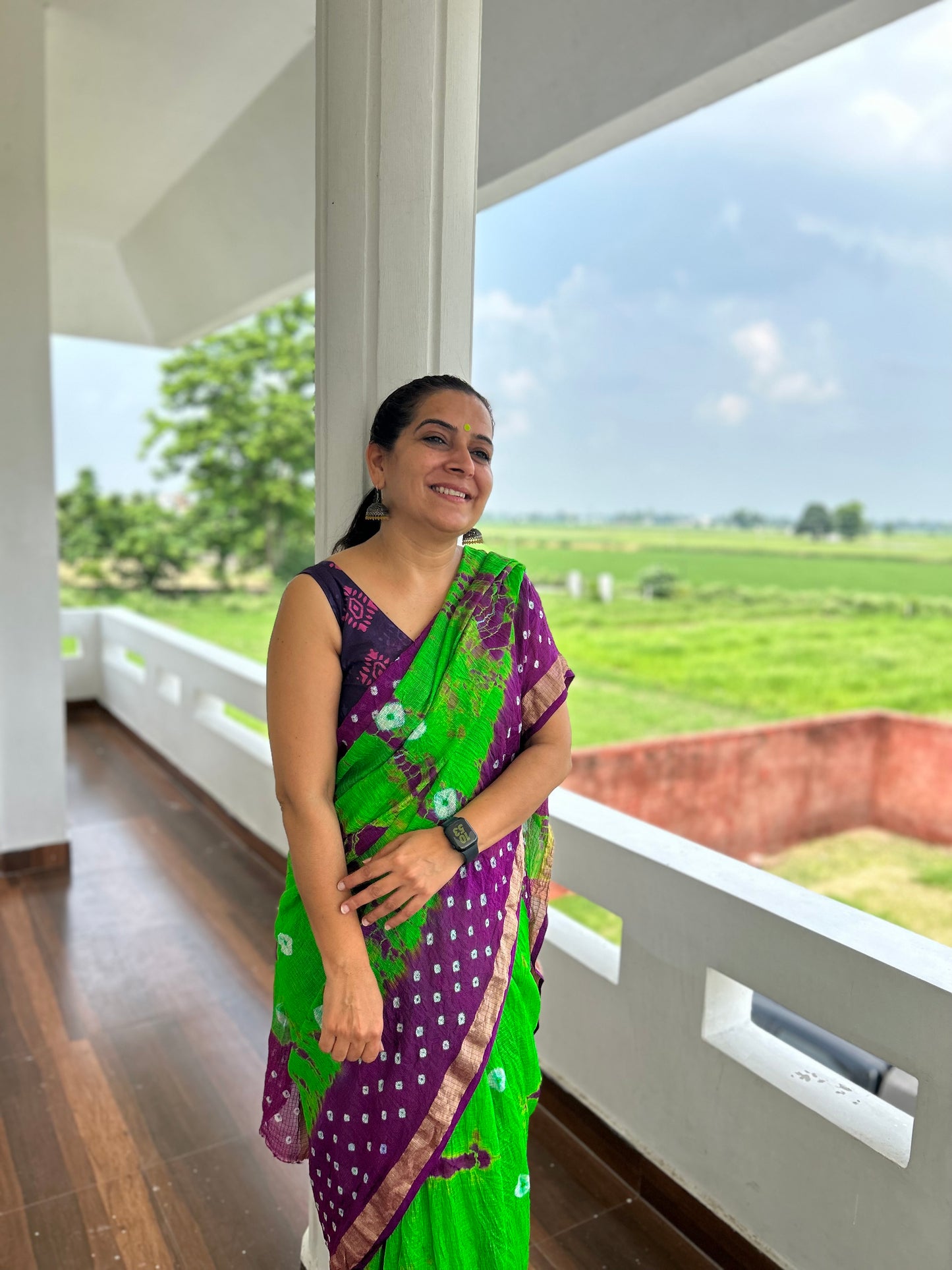 Purple Bhandani sari