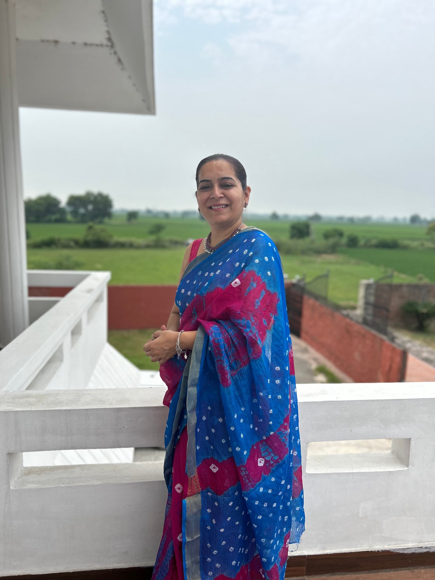 Kota Doria Shibori Sari
