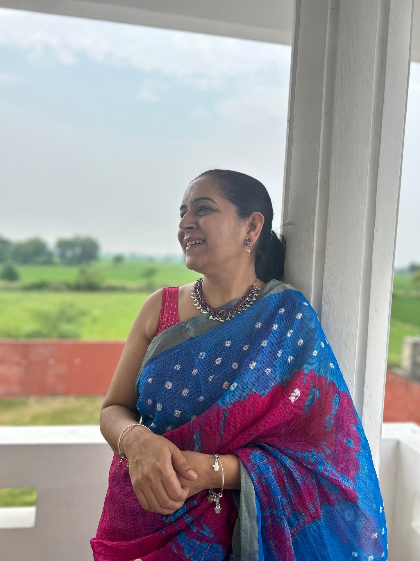 Kota Doria Shibori Sari