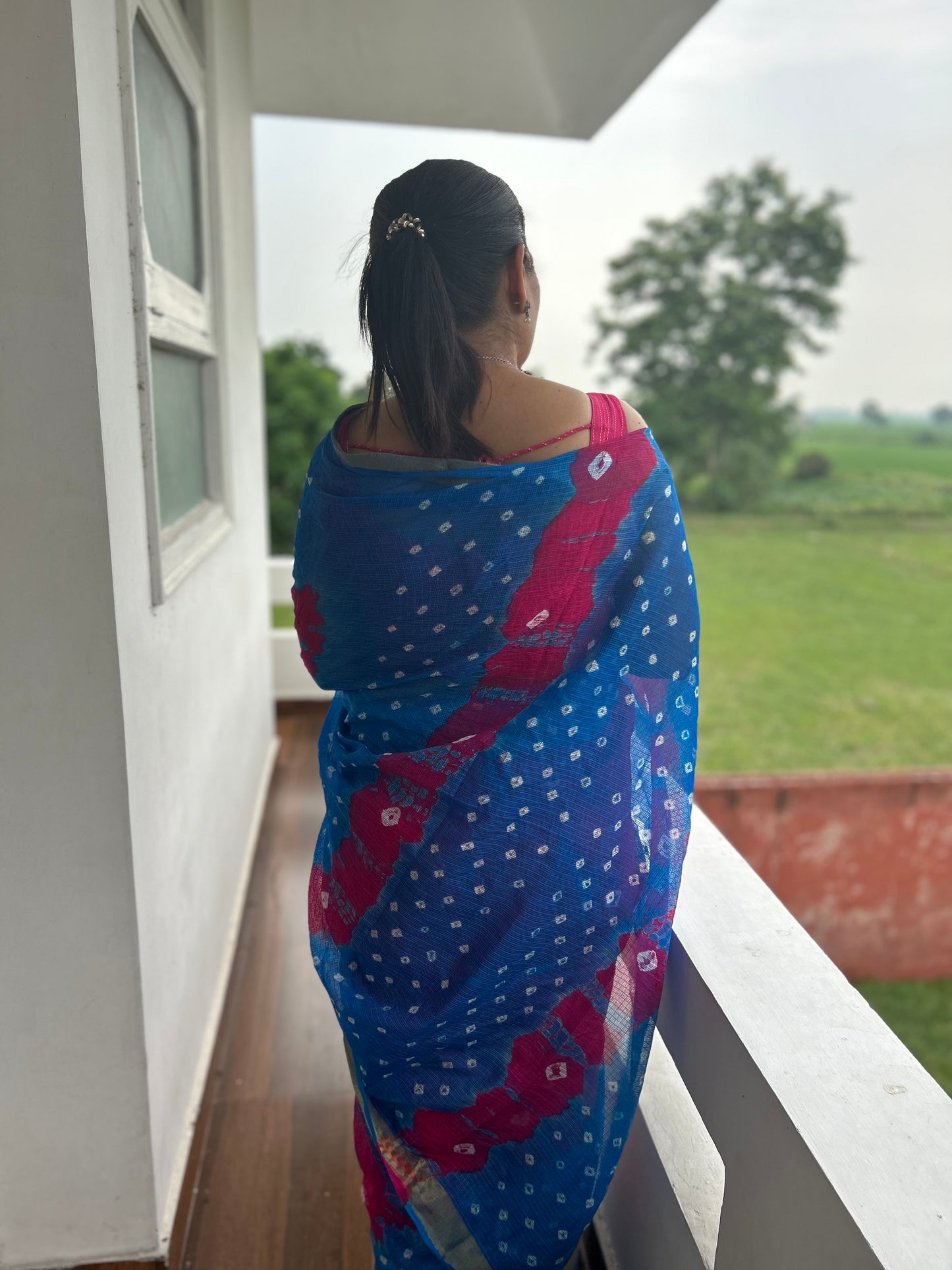 Kota Doria Shibori Sari