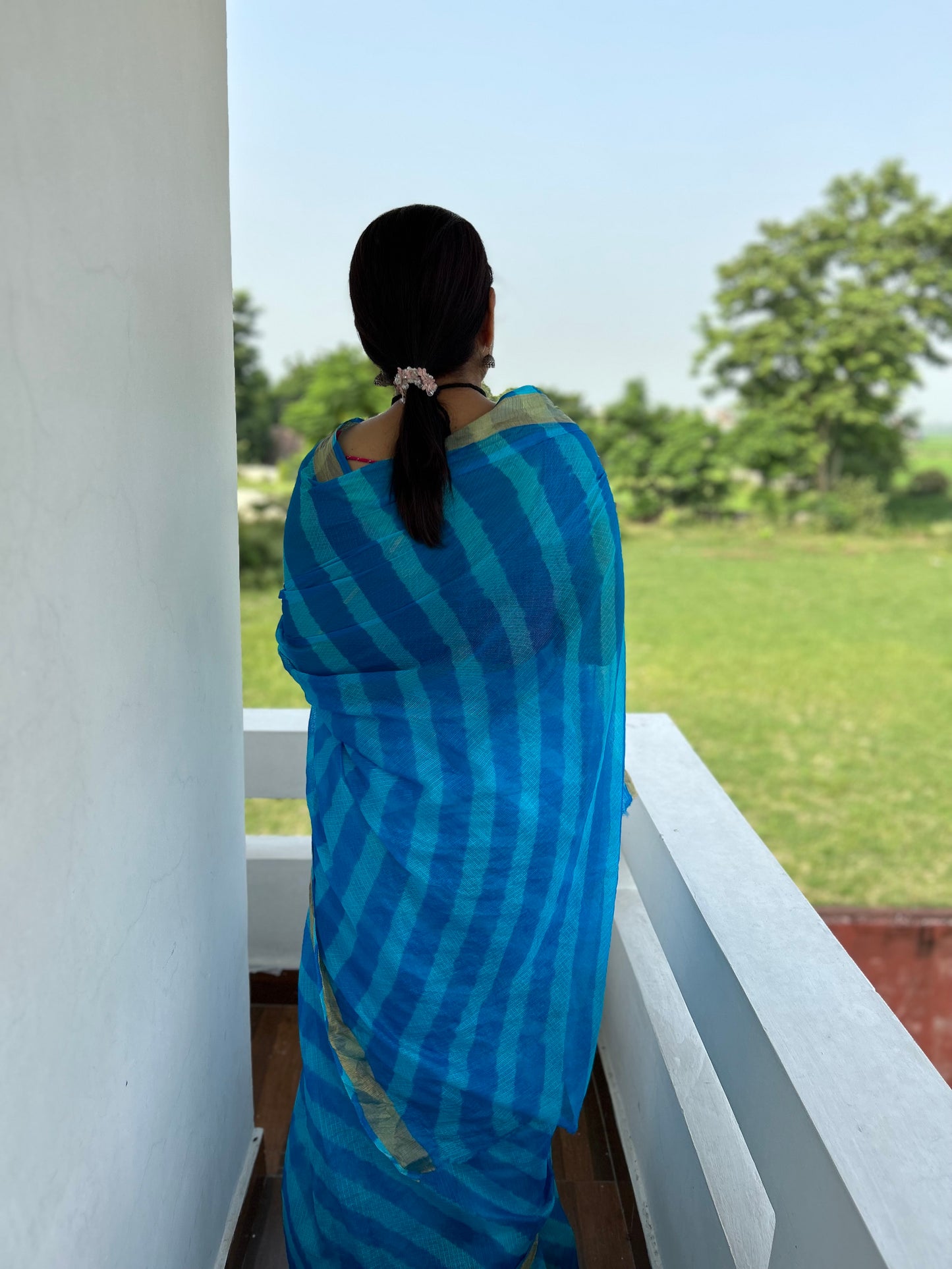 Blue Lehriya Kota Doria Sari