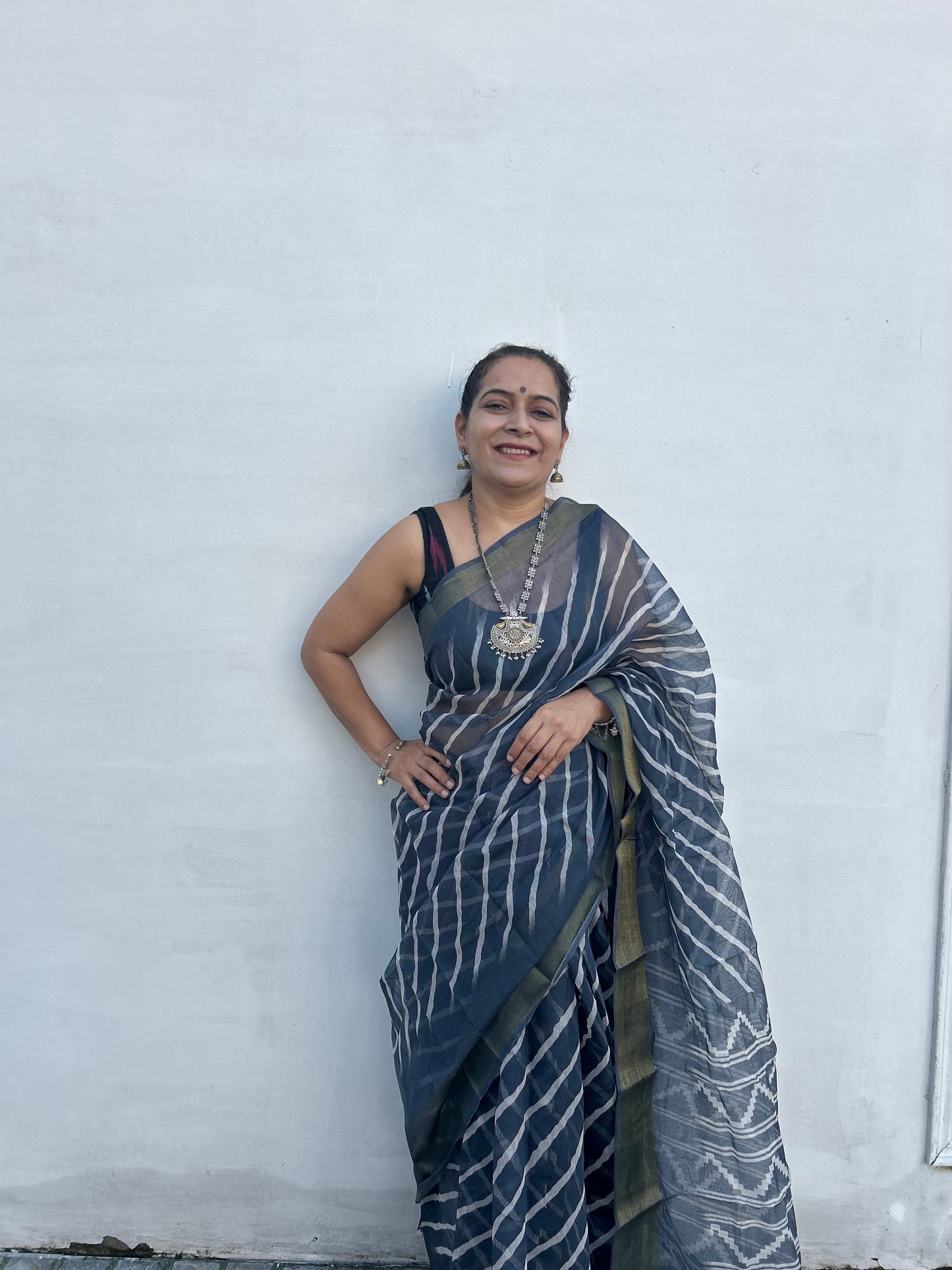 Grey Chanderi Sari