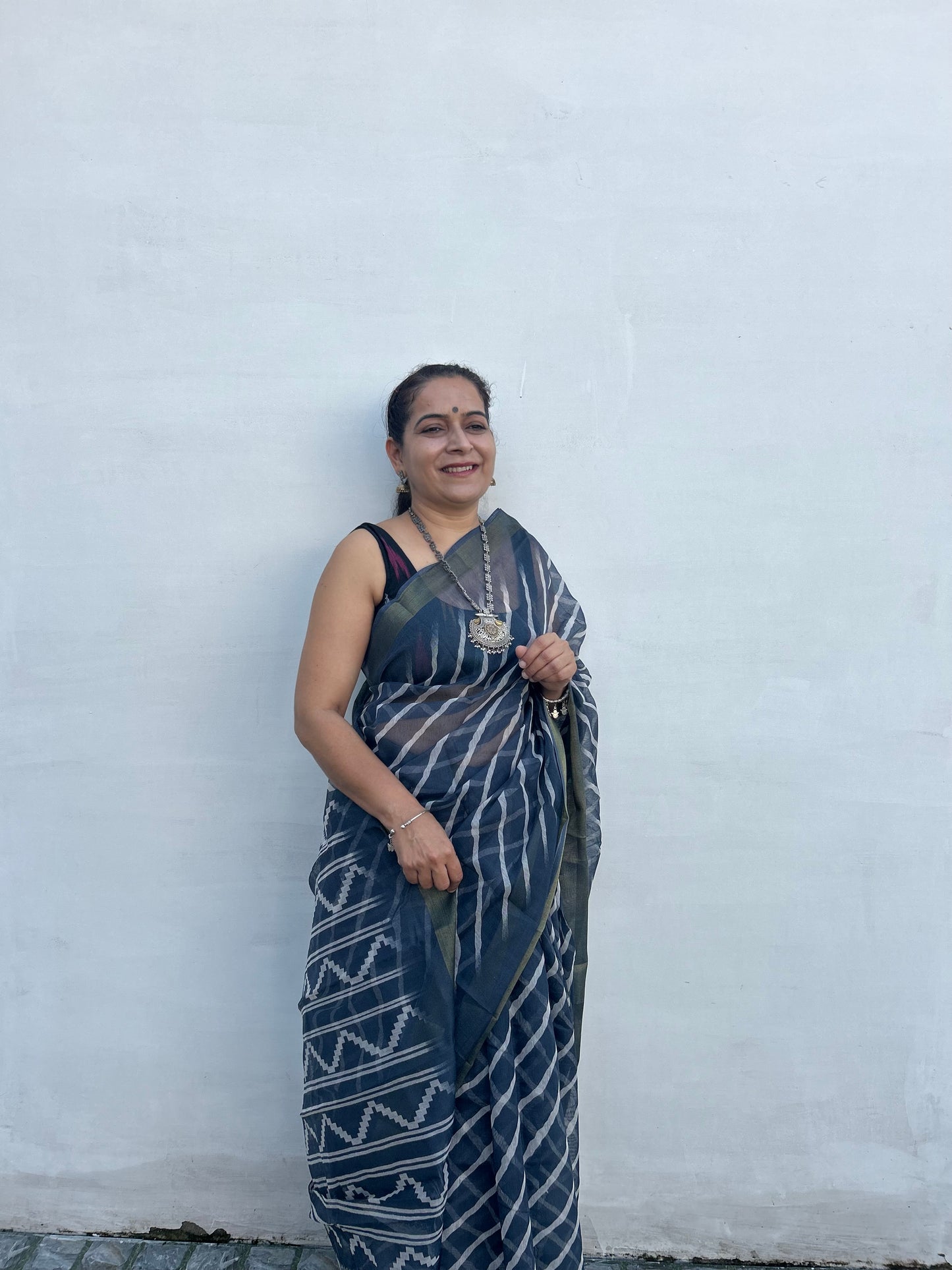 Grey Chanderi Sari