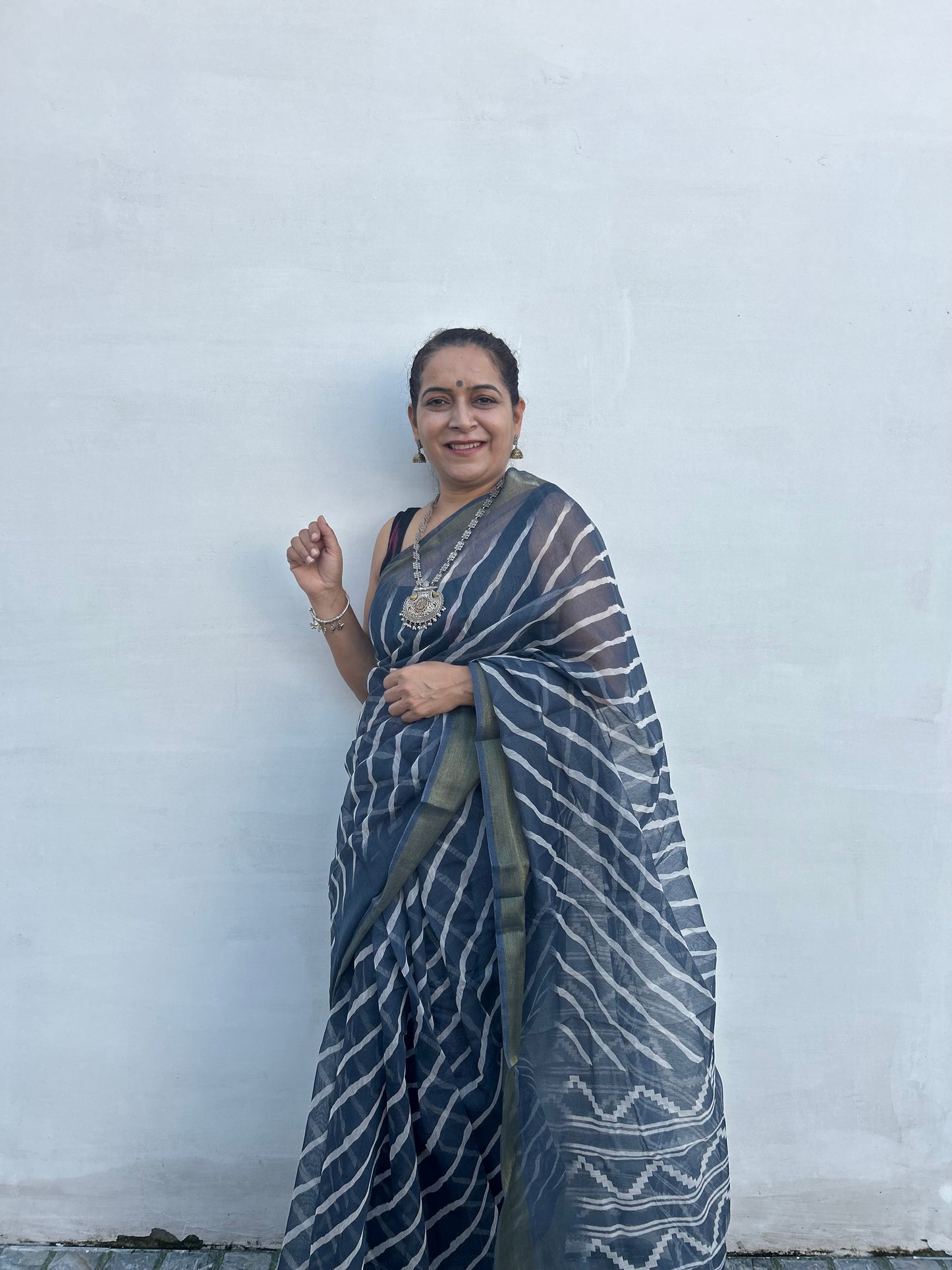 Grey Chanderi Sari