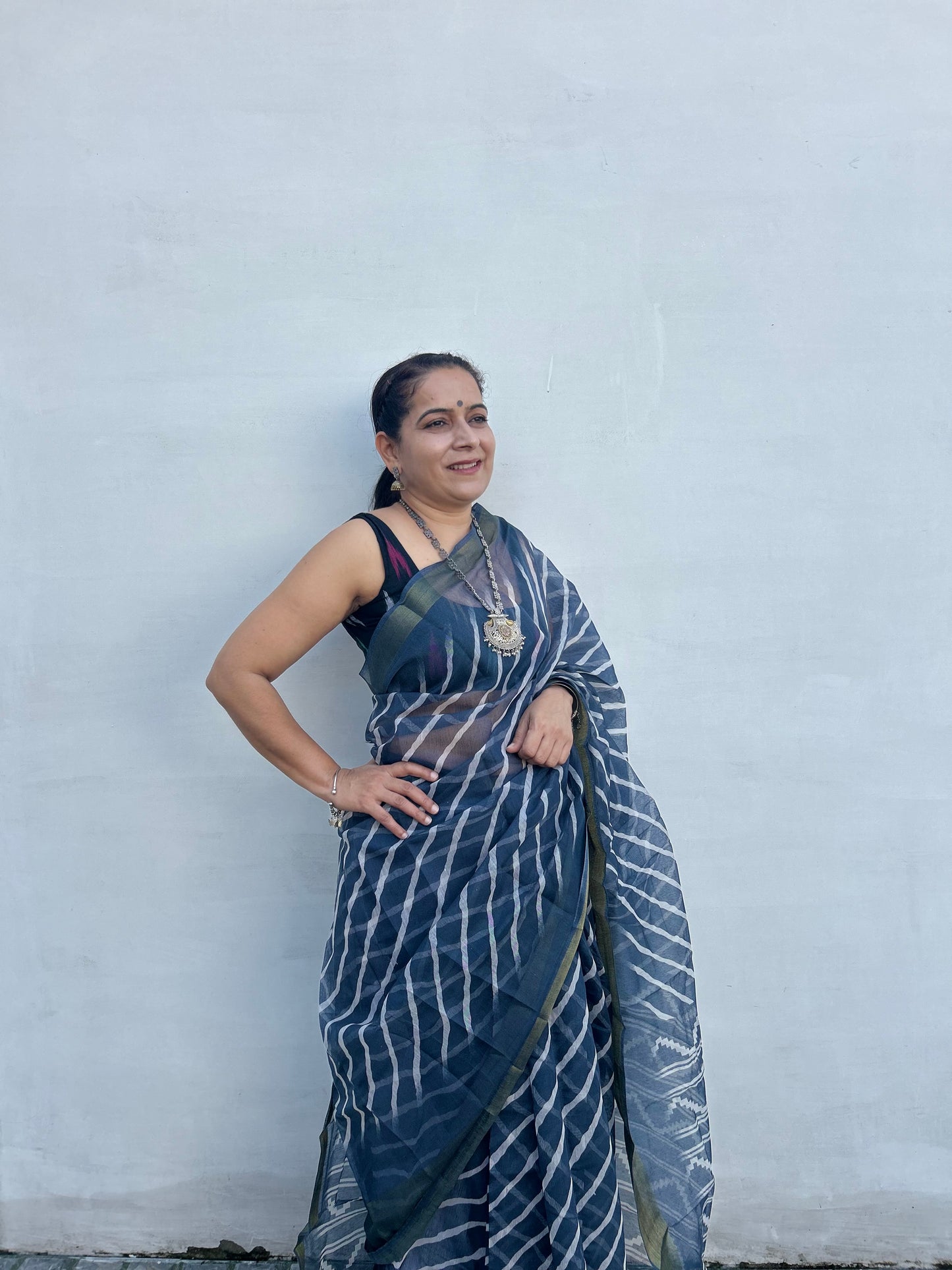 Grey Chanderi Sari