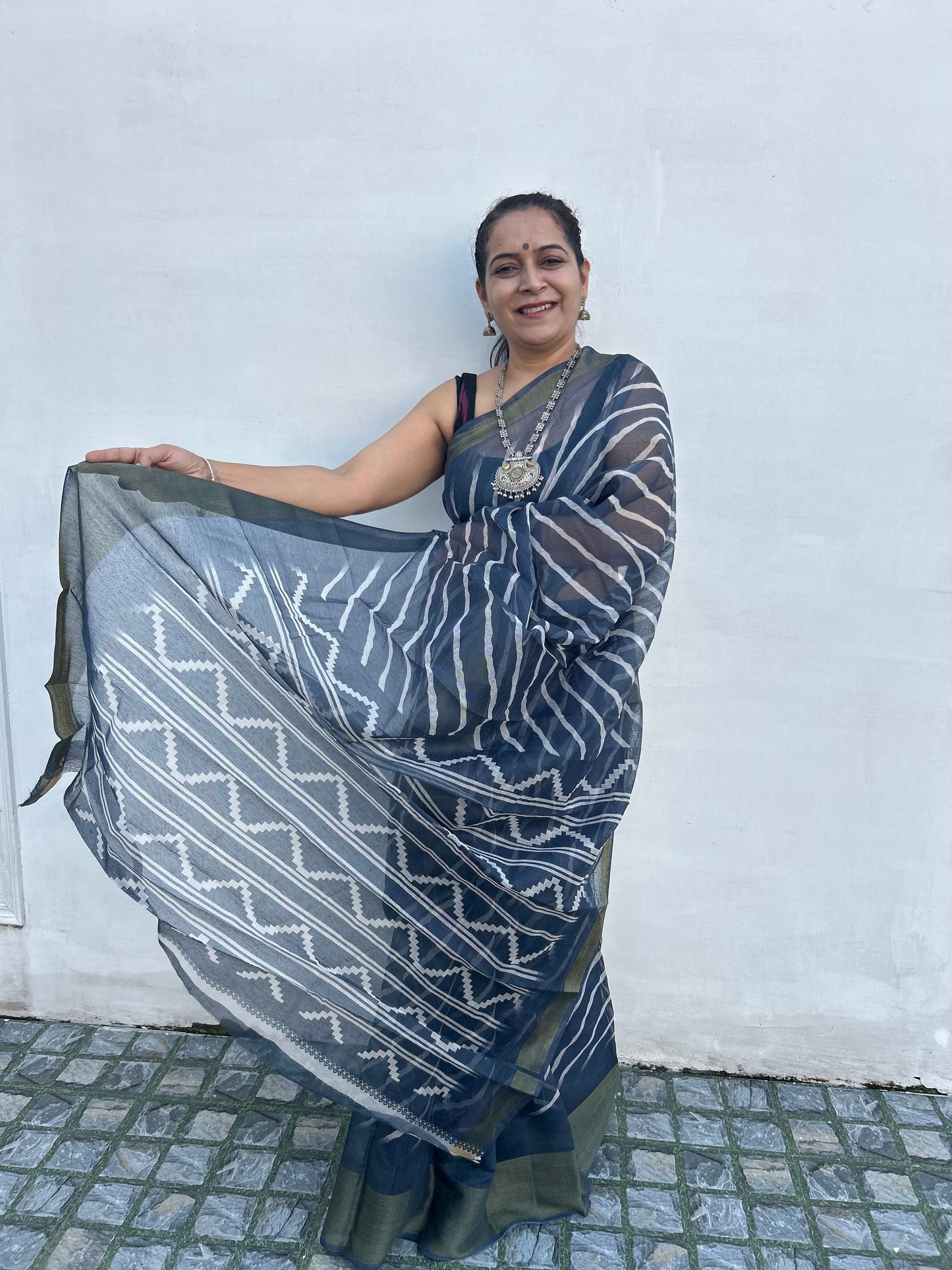 Grey Chanderi Sari