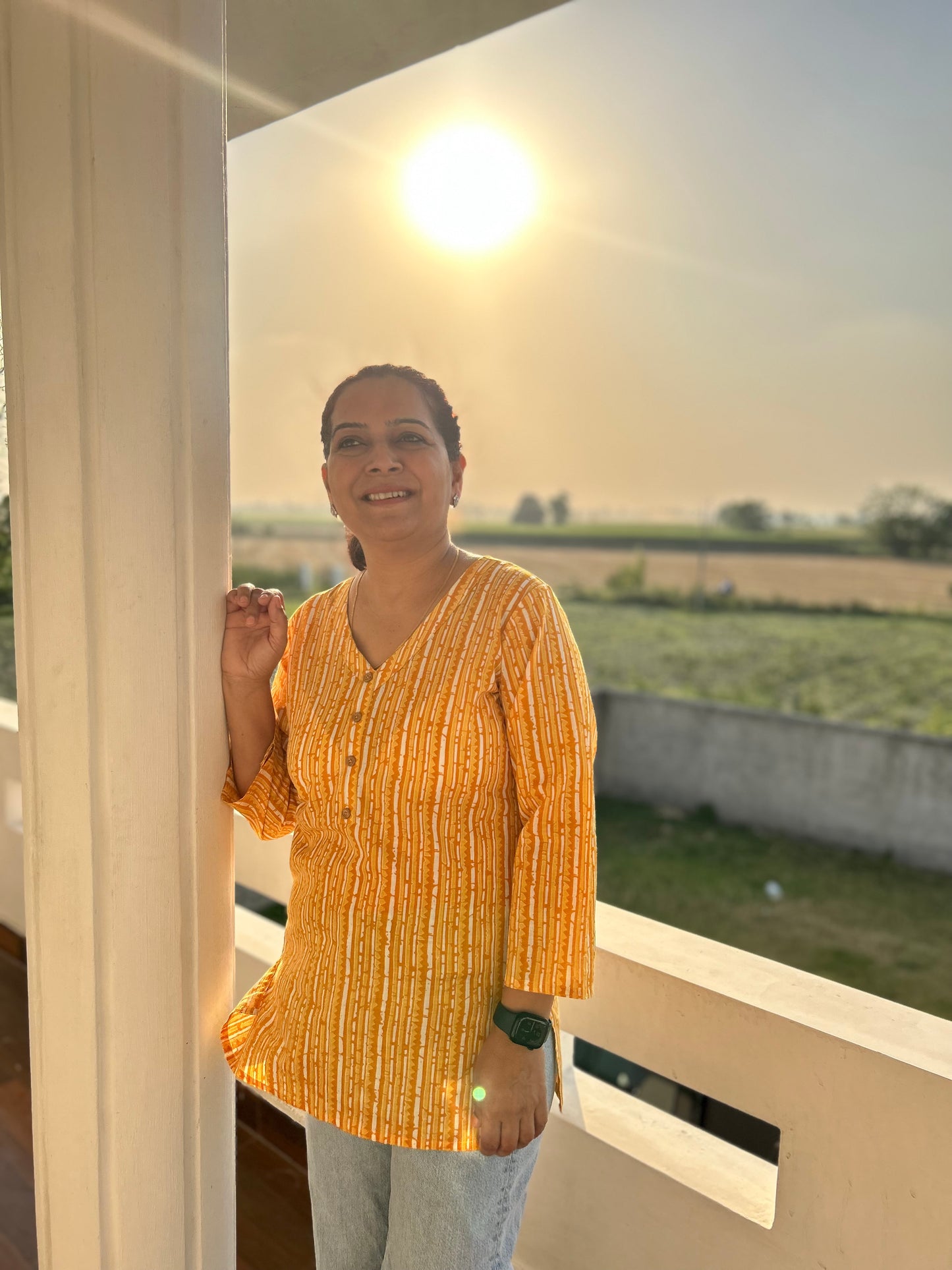 Yellow Printed Kurti