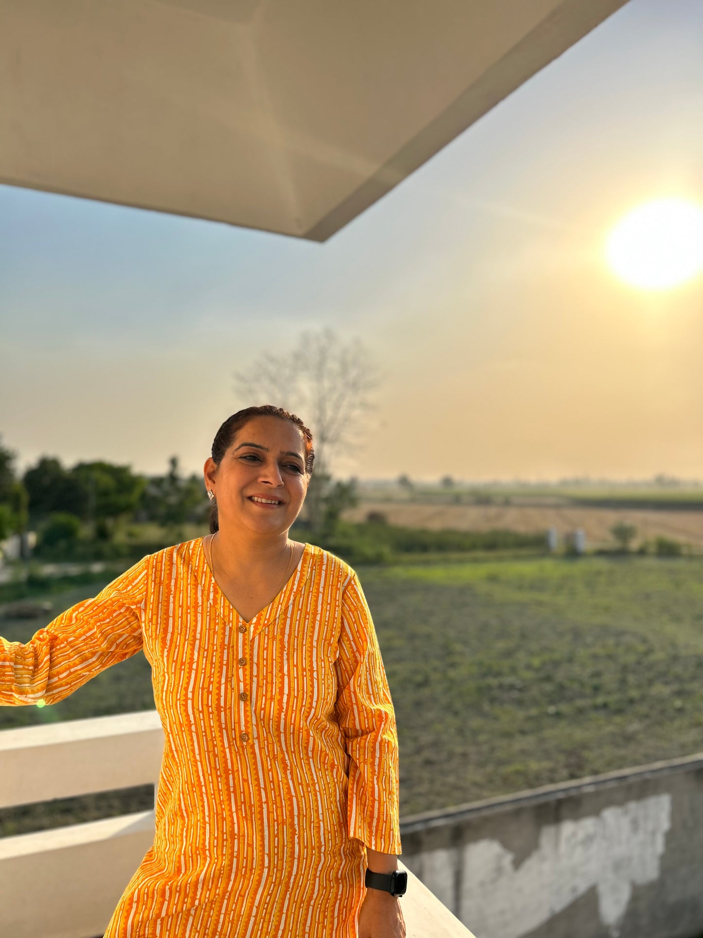 Yellow Printed Kurti