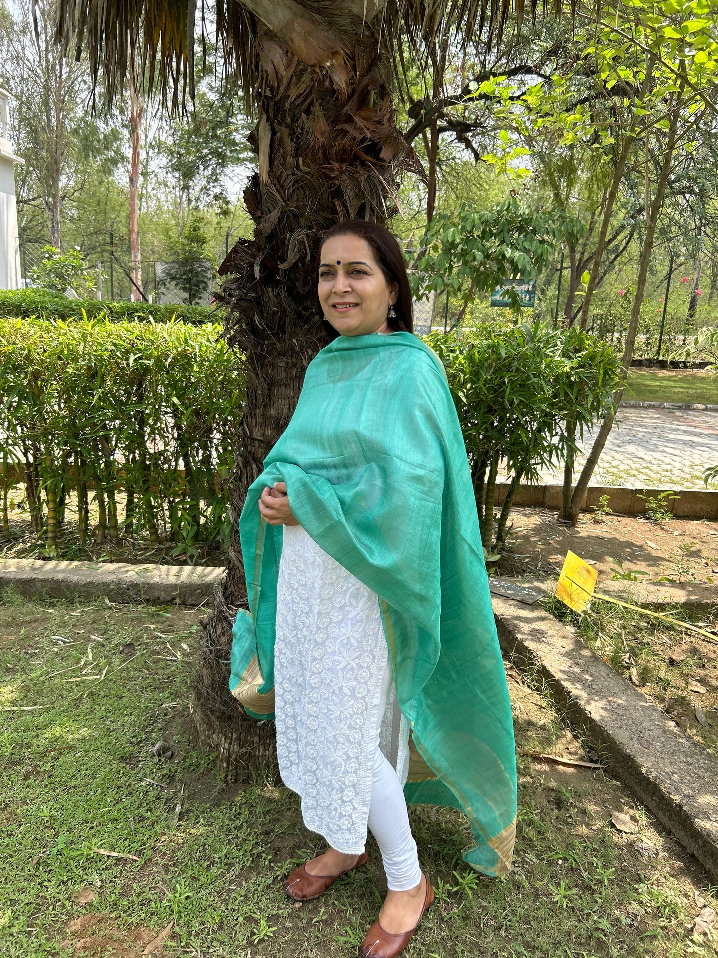 Green Tussar Silk Dupatta