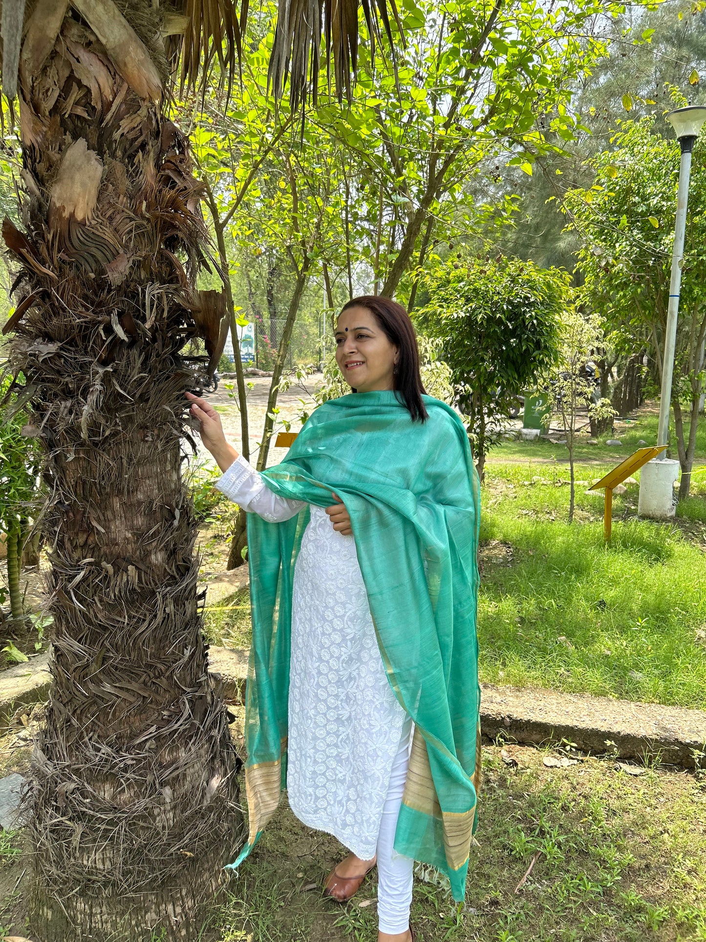 Green Tussar Silk Dupatta