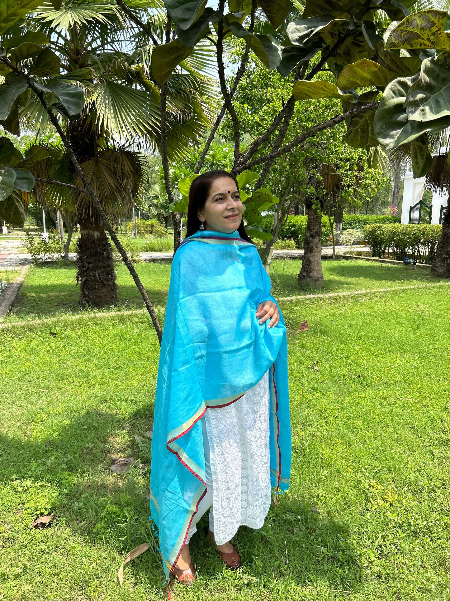 Sky Blue Linen Dupatta