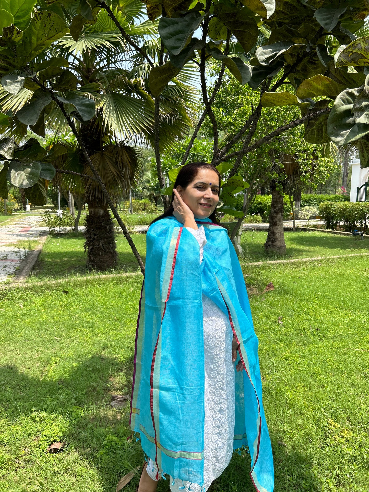 Sky Blue Linen Dupatta
