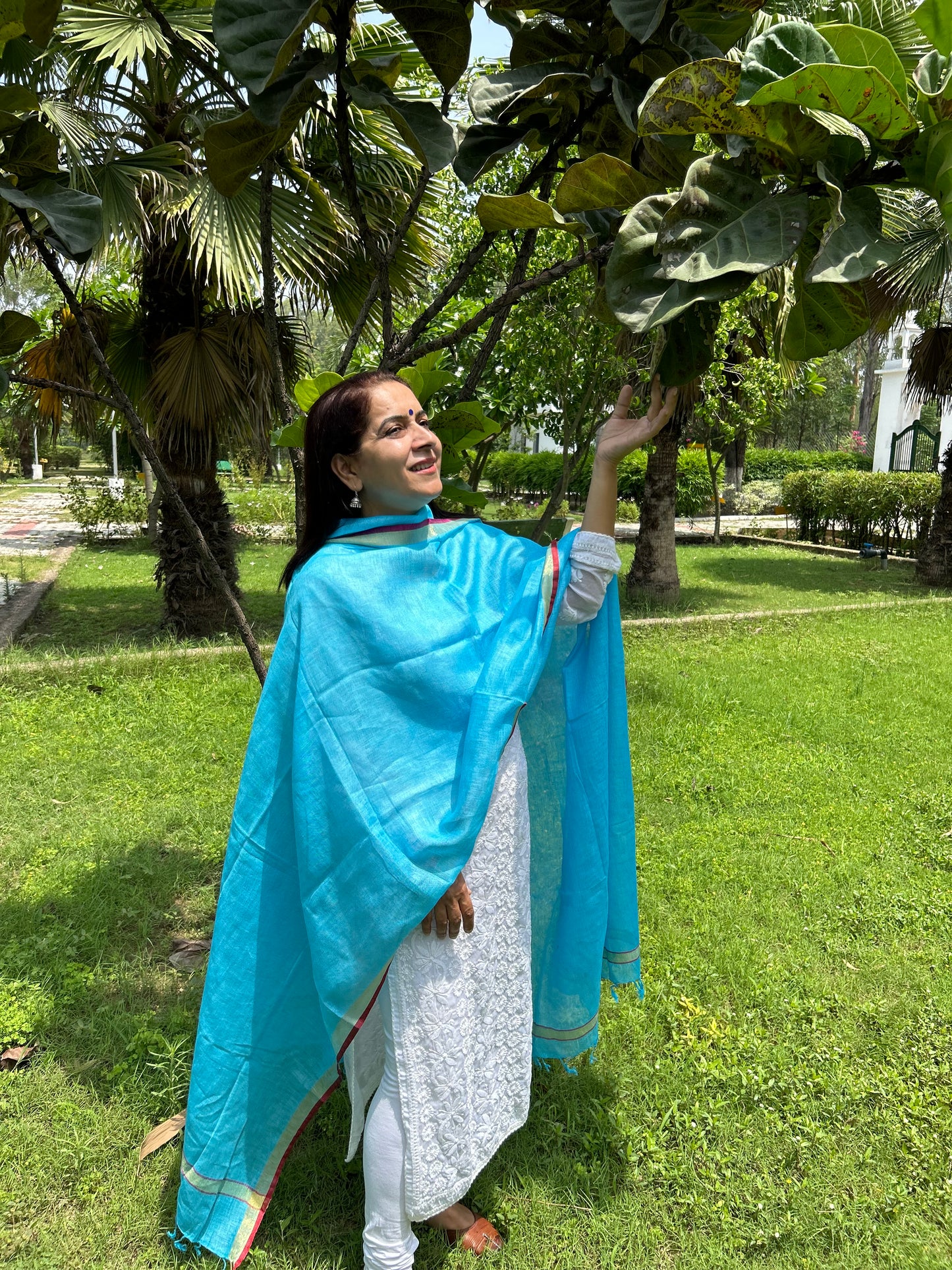 Sky Blue Linen Dupatta