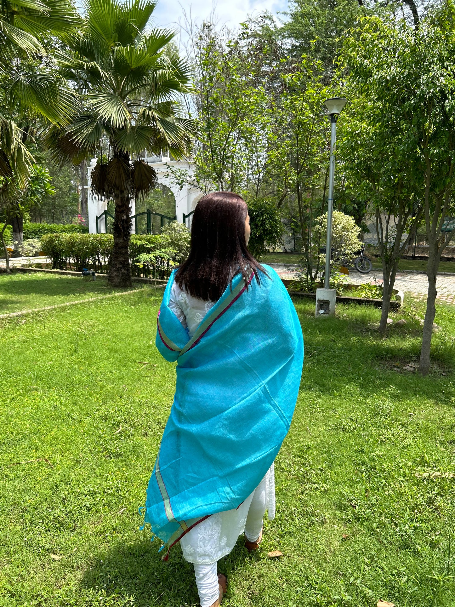 Sky Blue Linen Dupatta