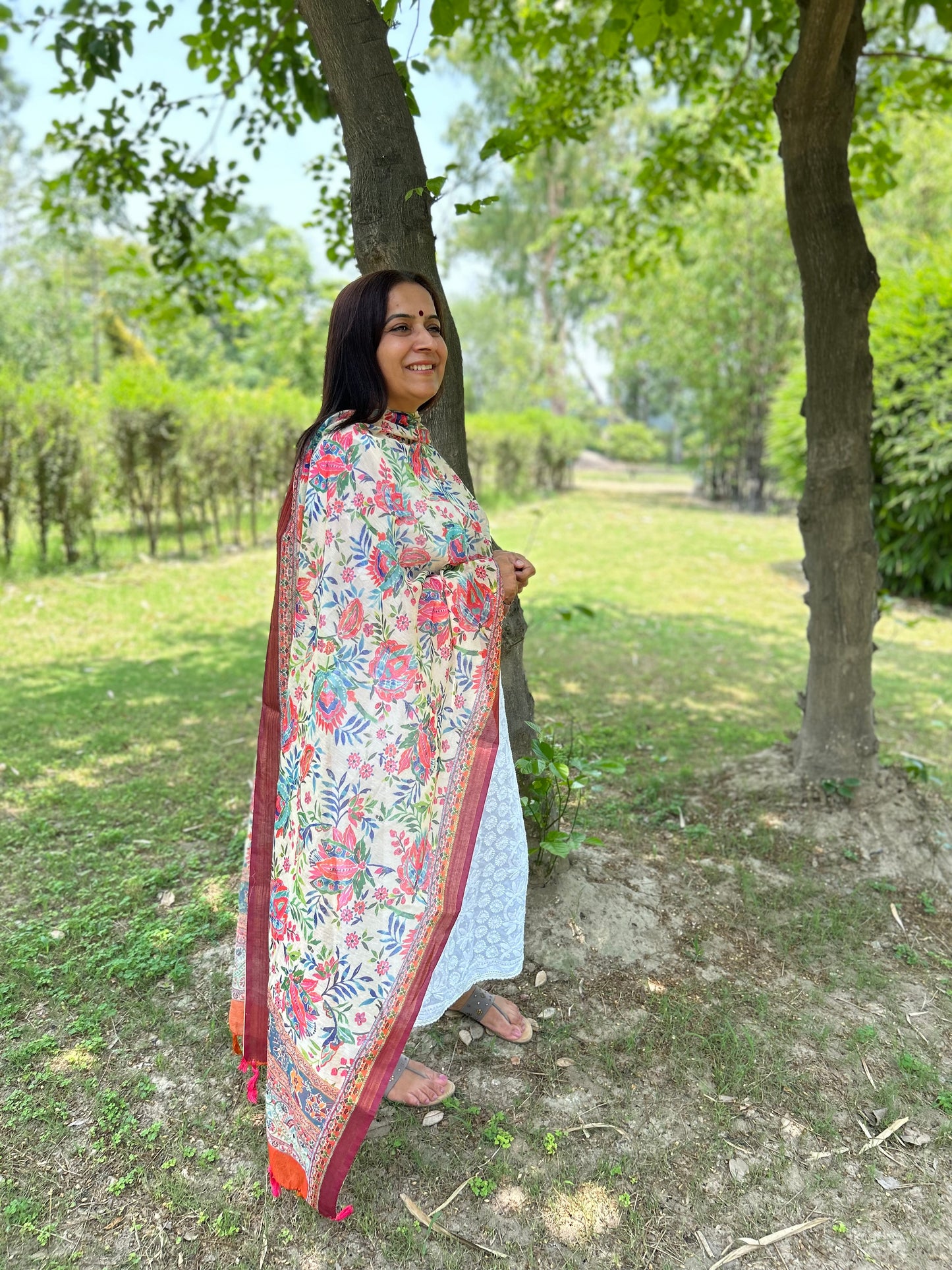 Multi Color Digital Printed Chanderi Dupatta