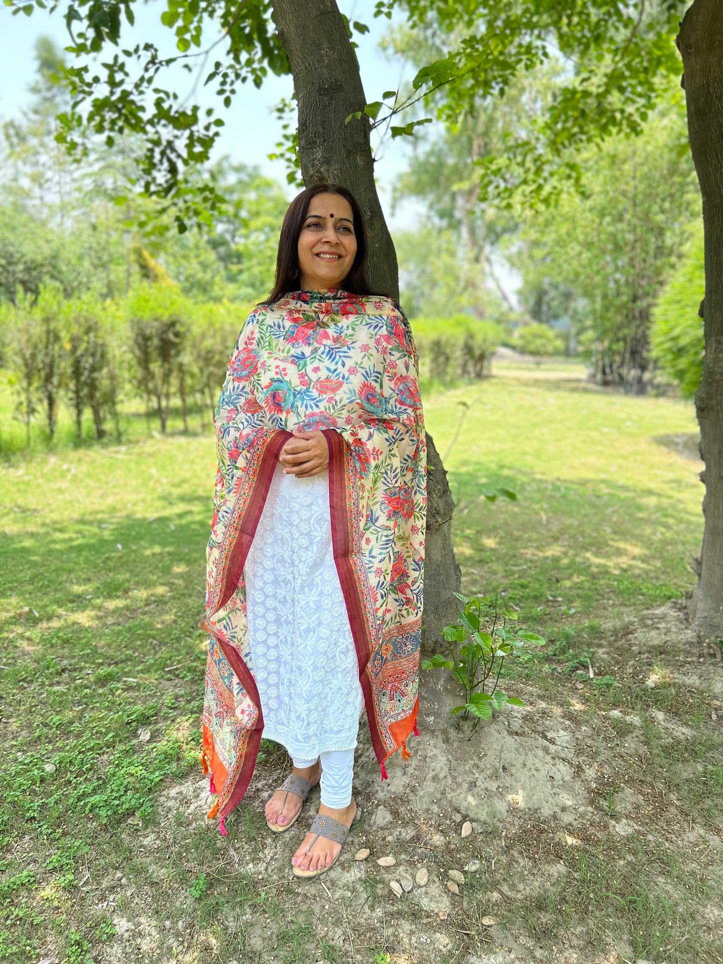 Multi Color Digital Printed Chanderi Dupatta