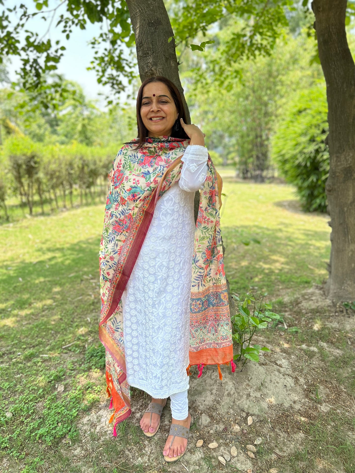 Multi Color Digital Printed Chanderi Dupatta