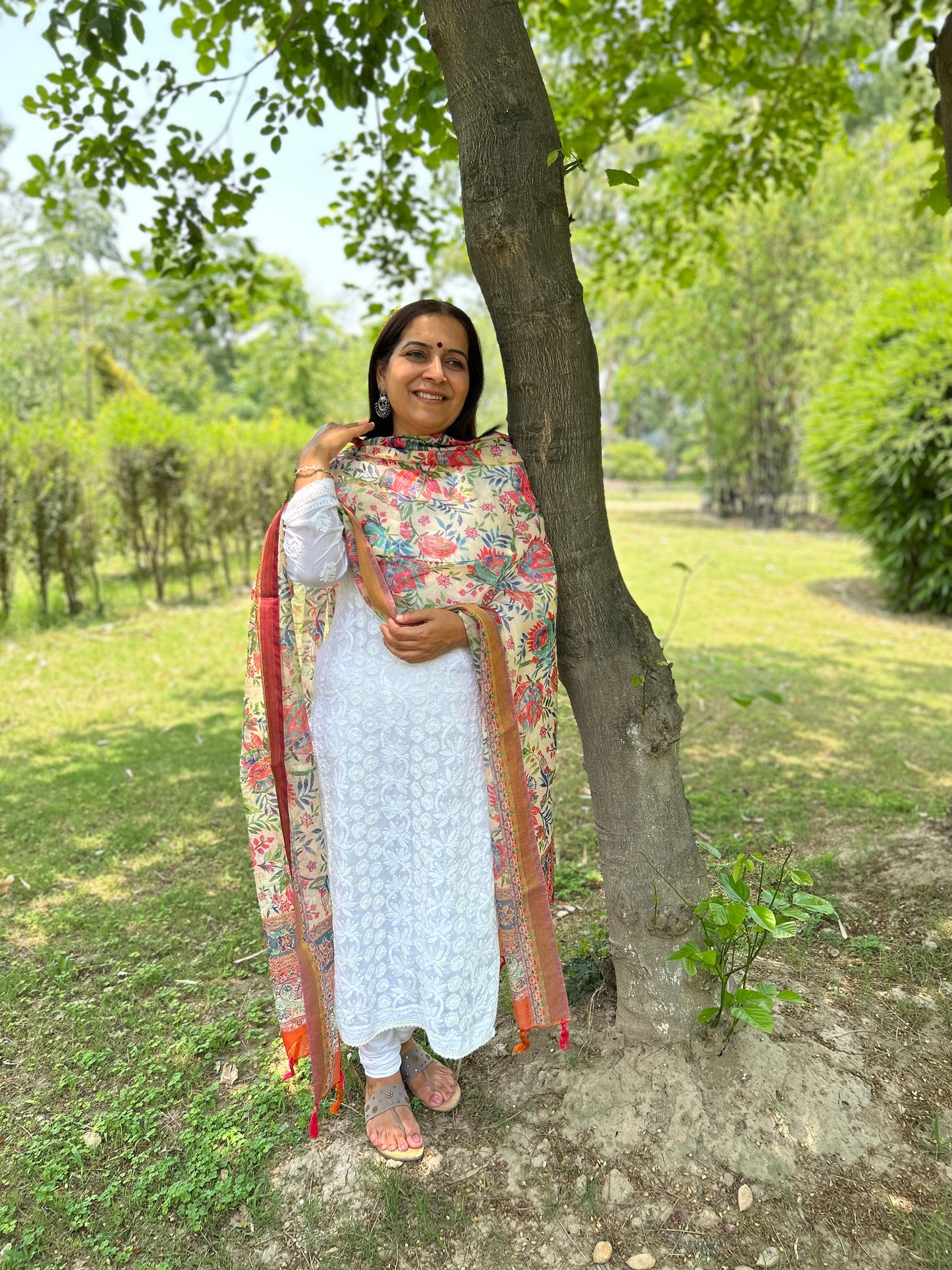 Multi Color Digital Printed Chanderi Dupatta