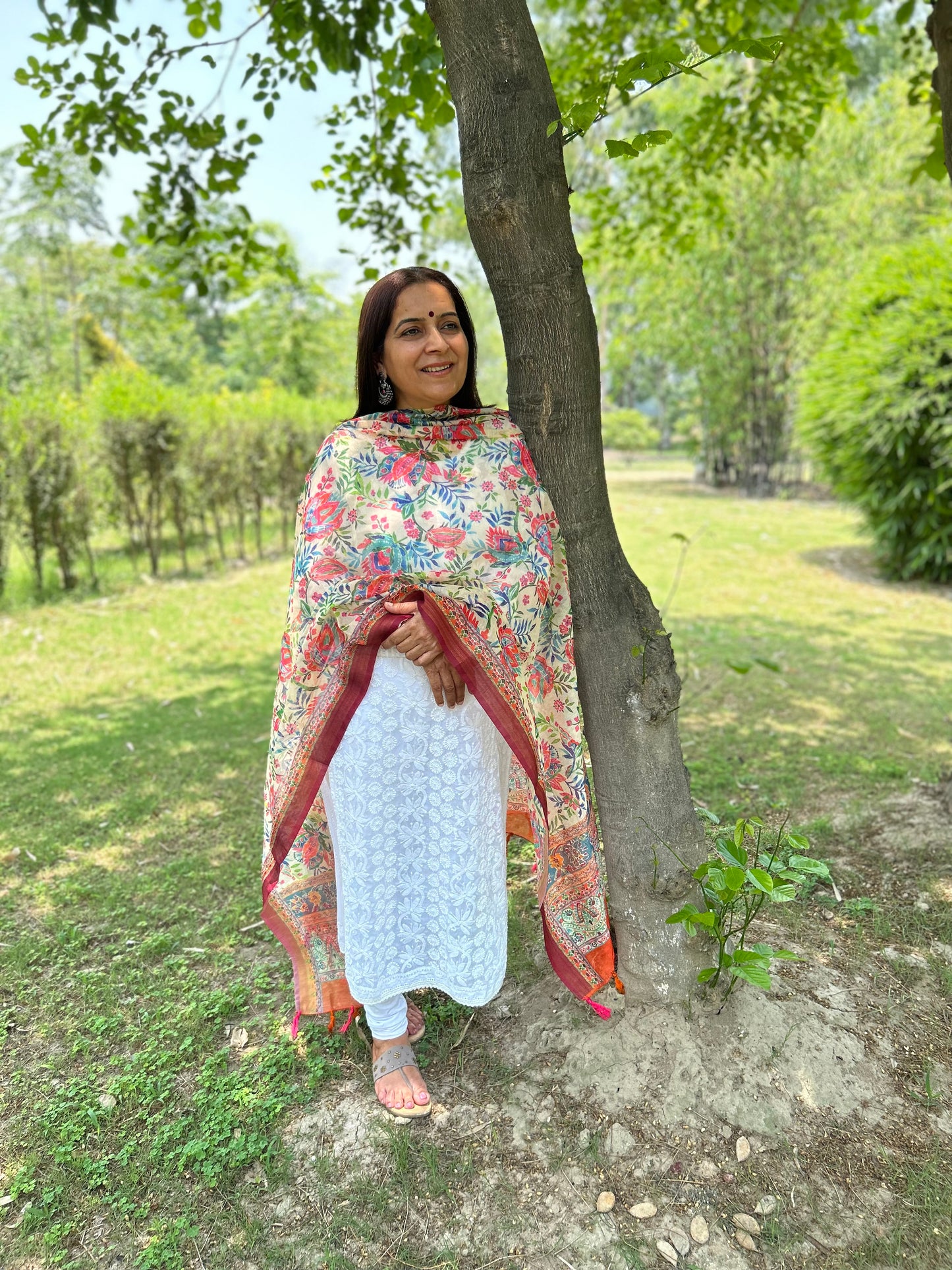 Multi Color Digital Printed Chanderi Dupatta