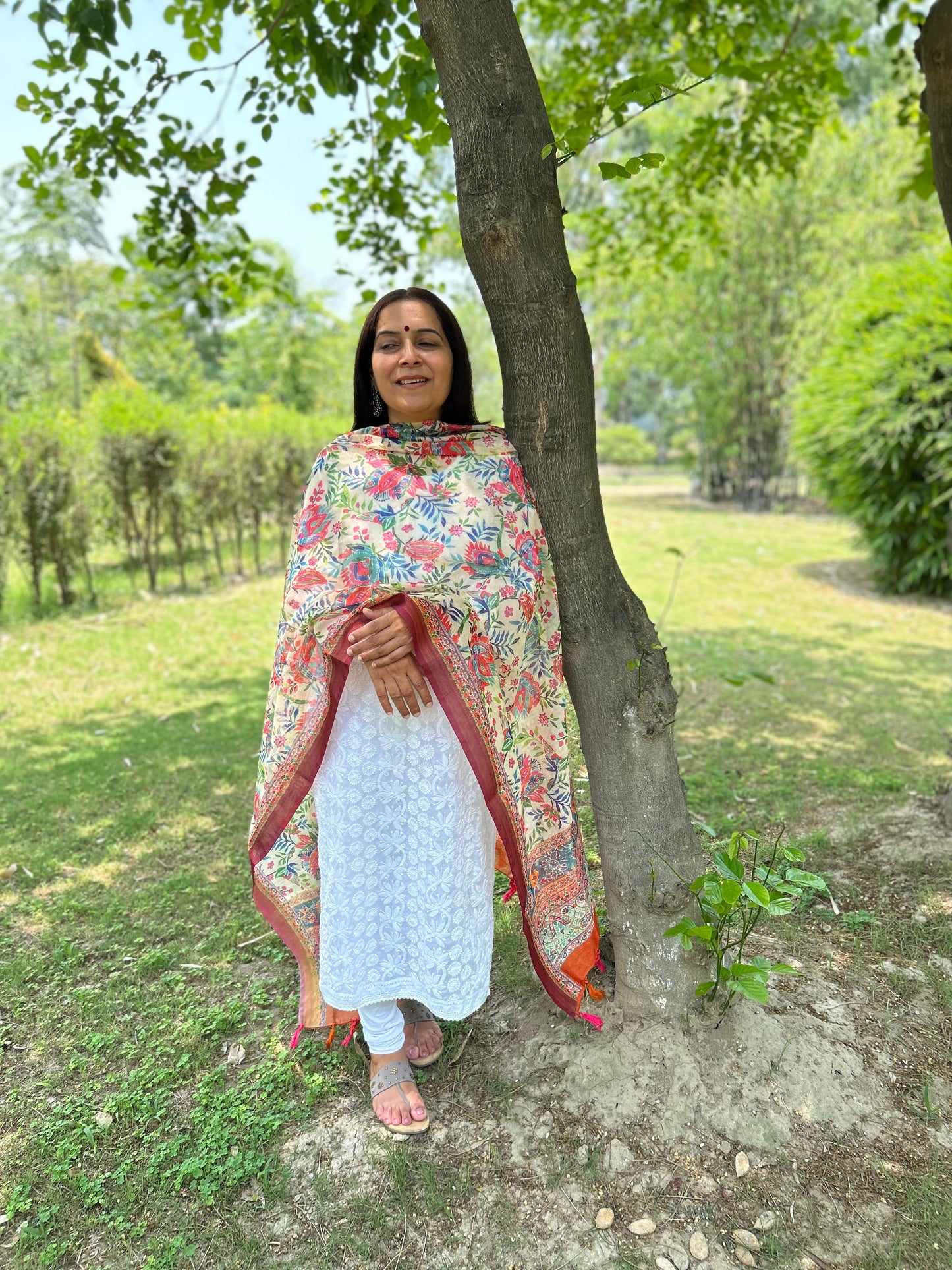 Multi Color Digital Printed Chanderi Dupatta