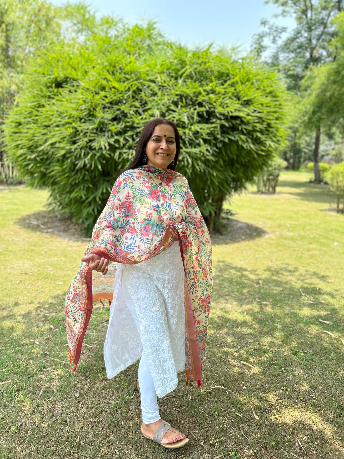 Multi Color Digital Printed Chanderi Dupatta