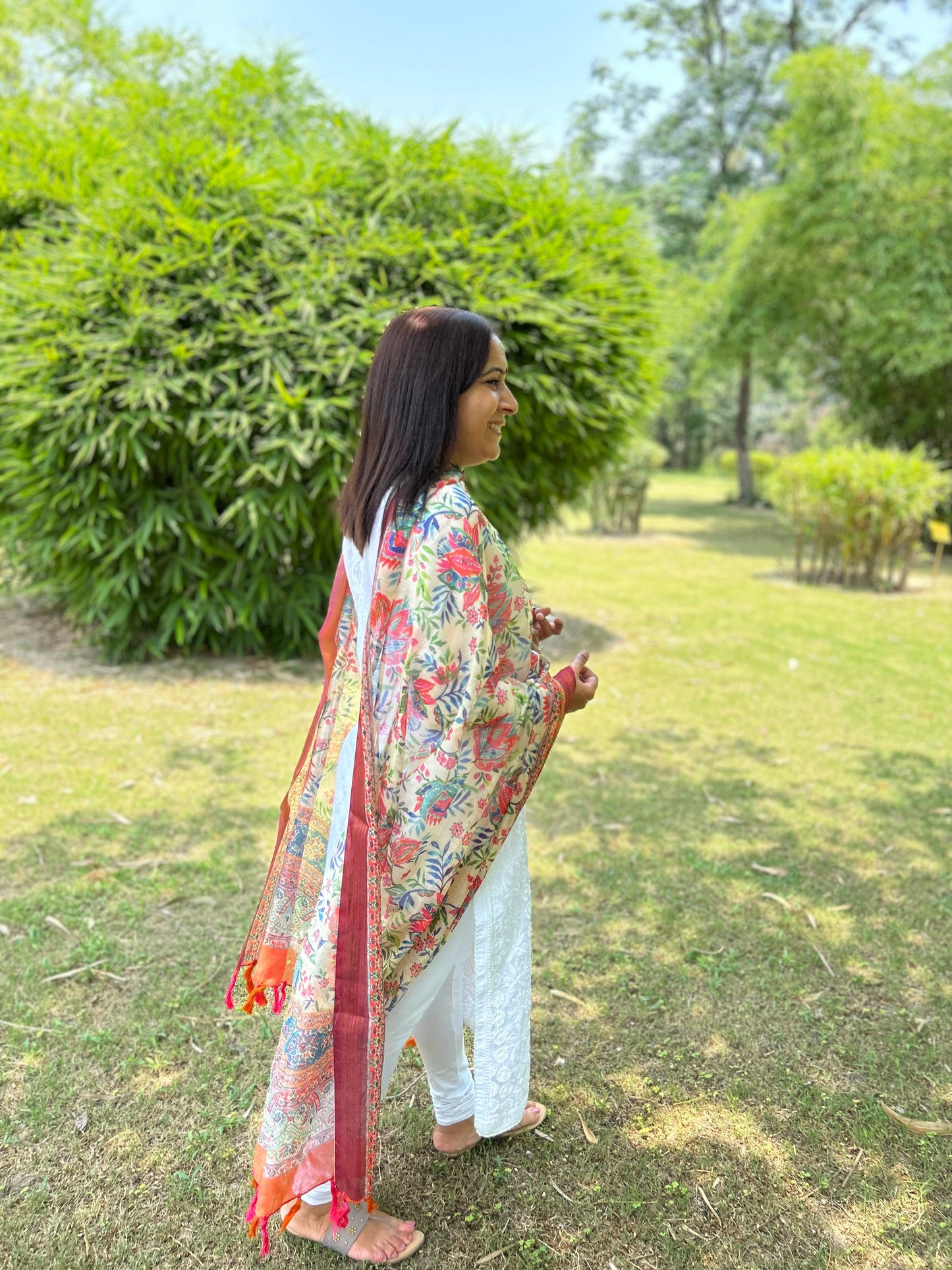 Multi Color Digital Printed Chanderi Dupatta