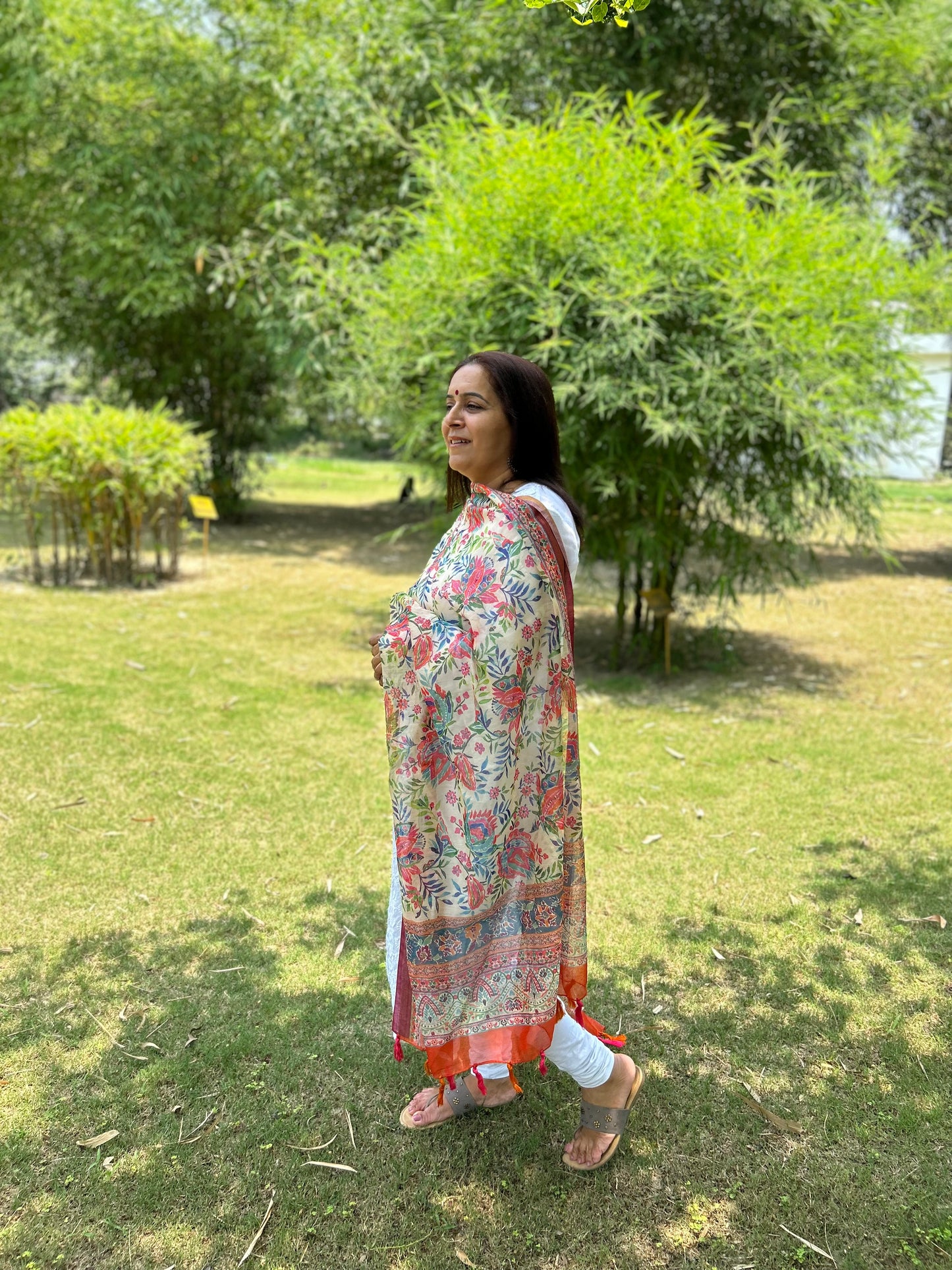 Multi Color Digital Printed Chanderi Dupatta