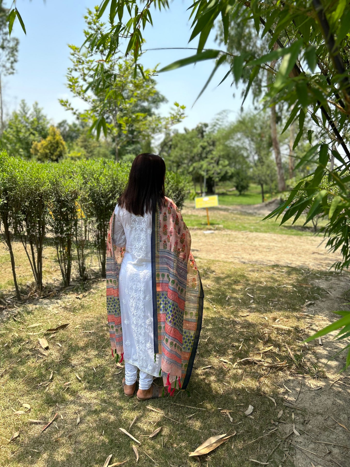 Peach Chanderi Digital Printed Dupatta