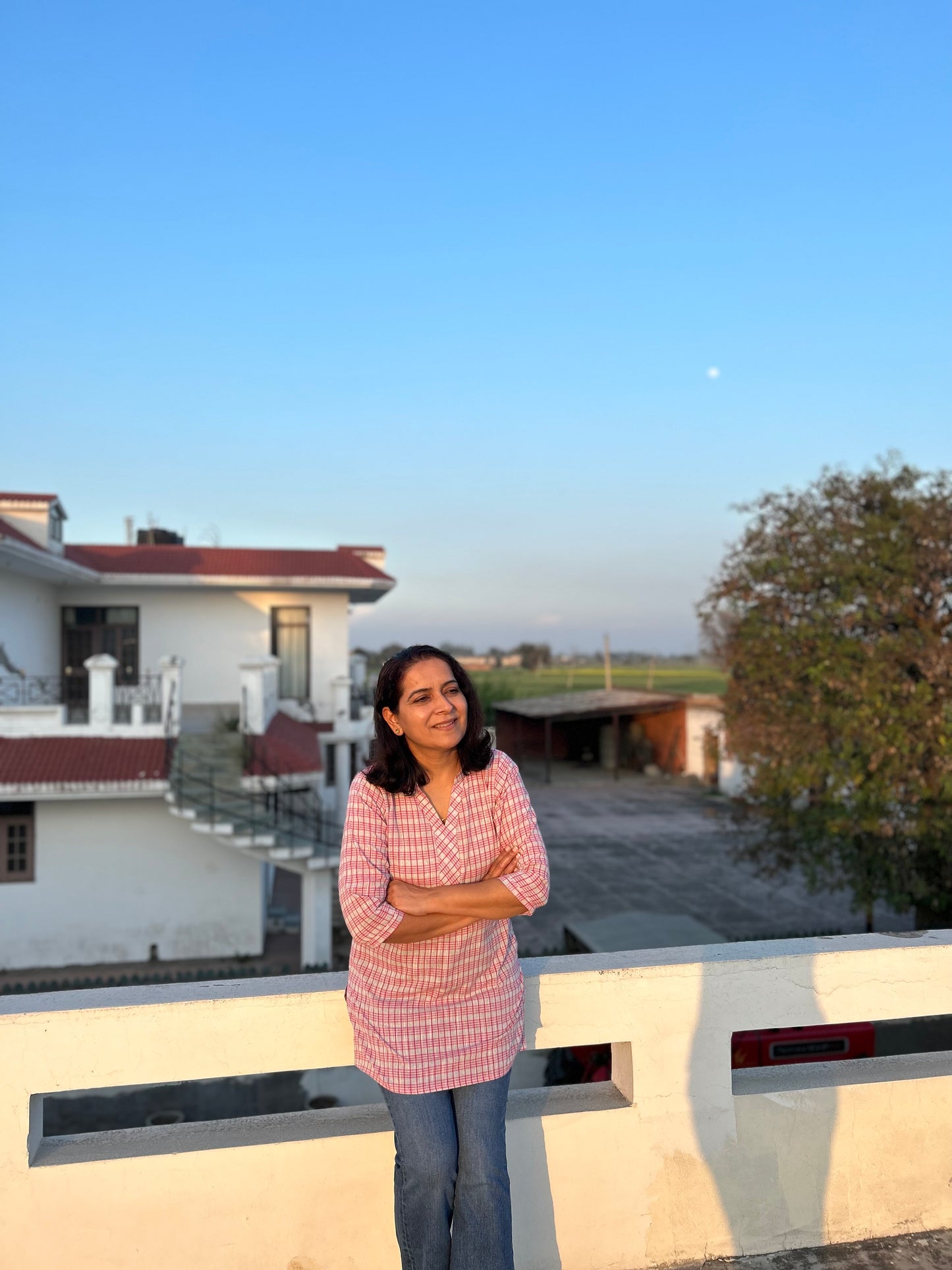 Pink Cotton Khadi Kurti
