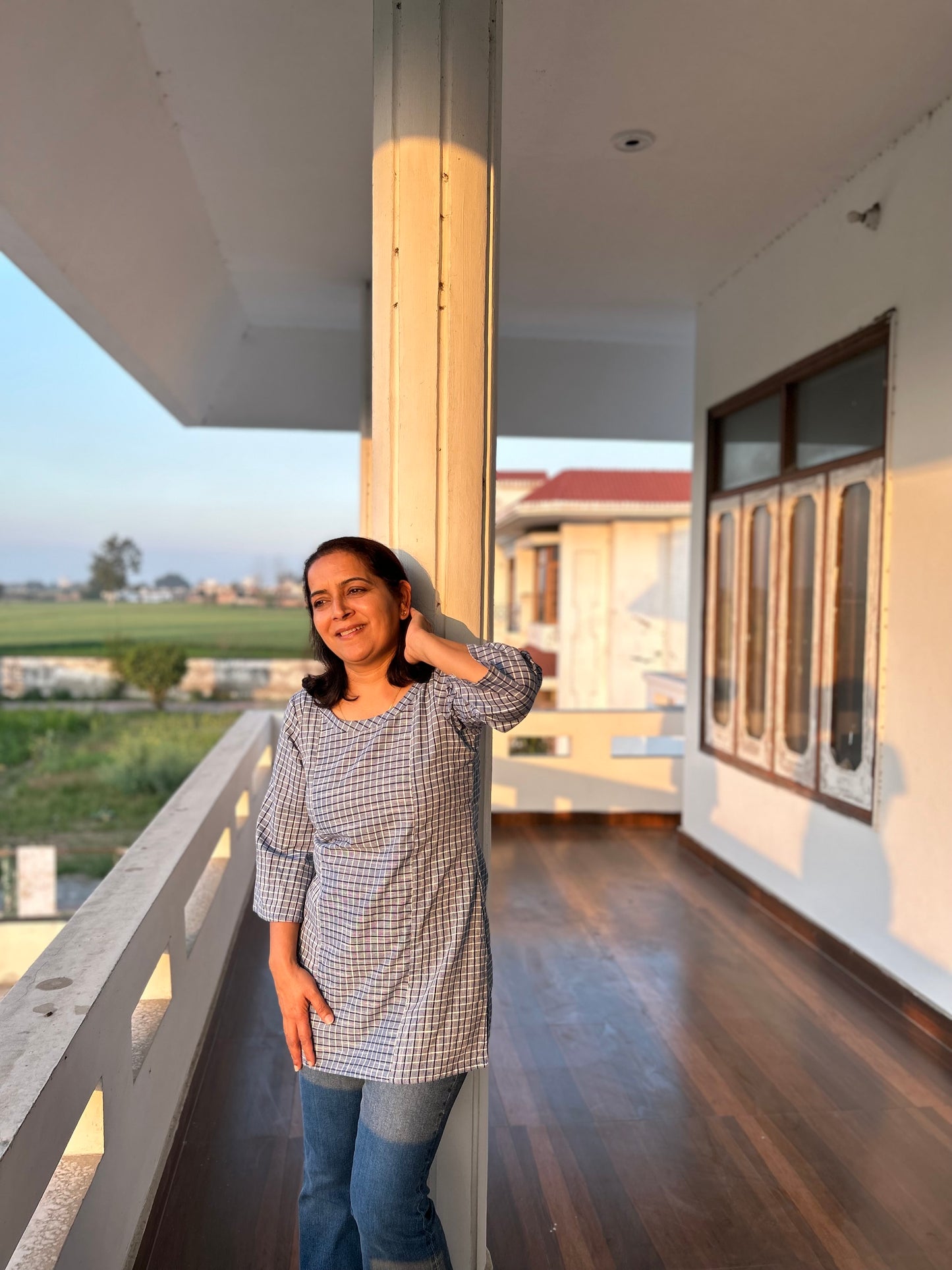 Grey Cotton Khadi Kurti