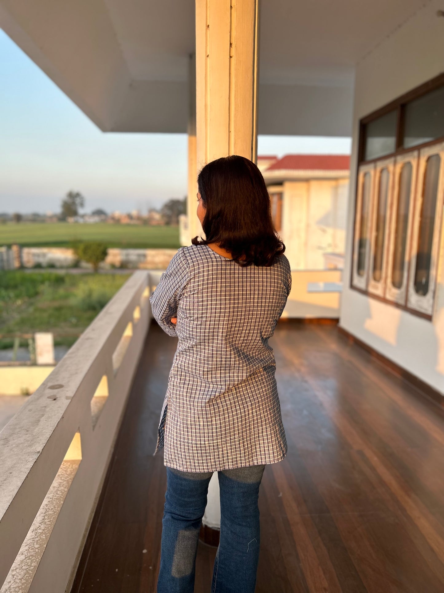 Grey Cotton Khadi Kurti