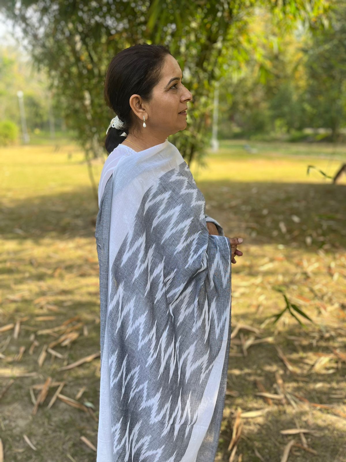 Grey Ikat Dupatta