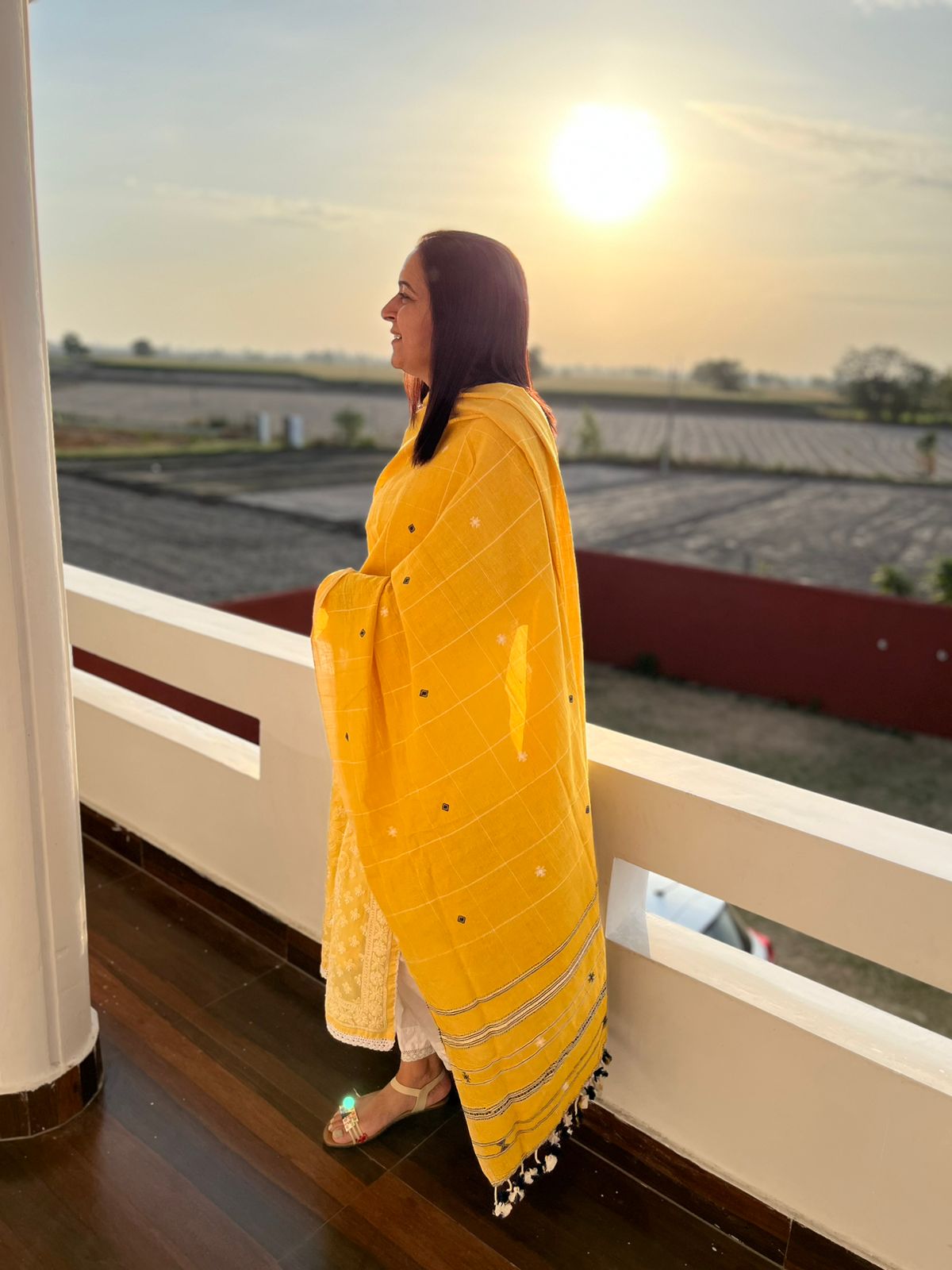 Yellow Cotton Bhujodi Dupatta
