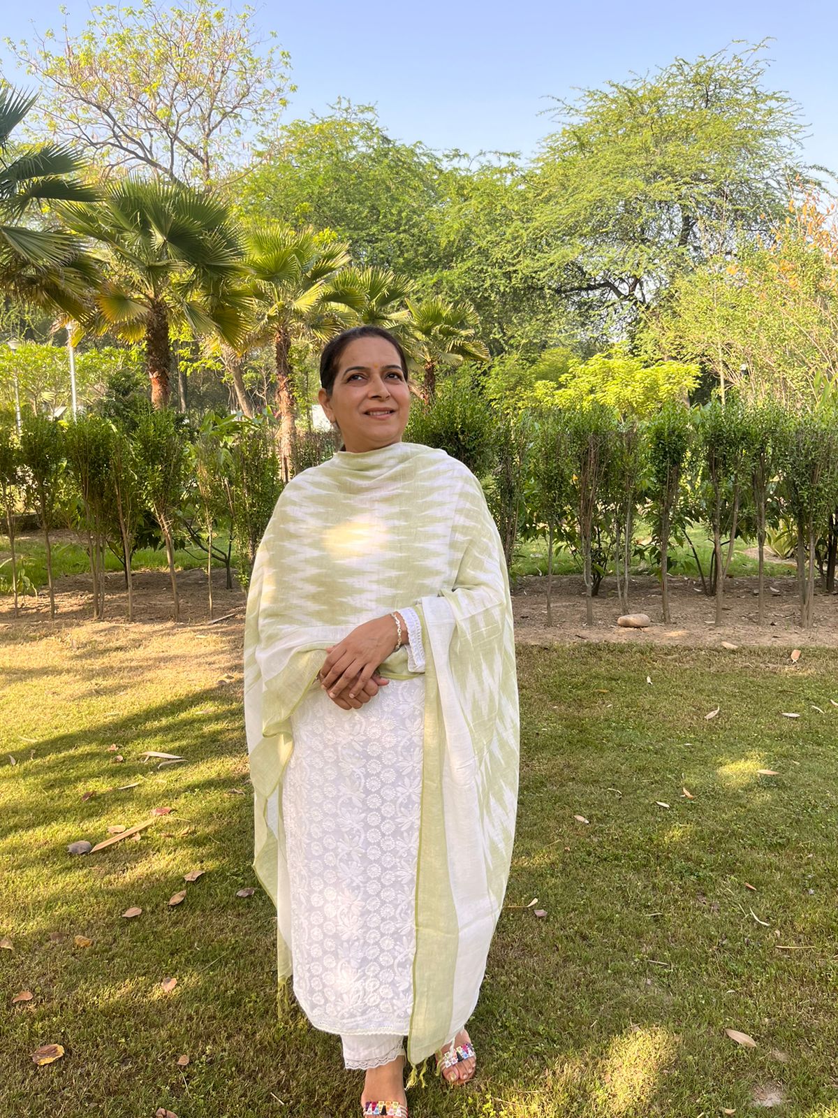 Light Olive Ikat Dupatta