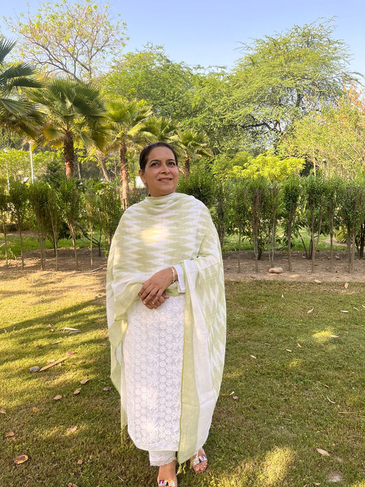 Light Olive Ikat Dupatta