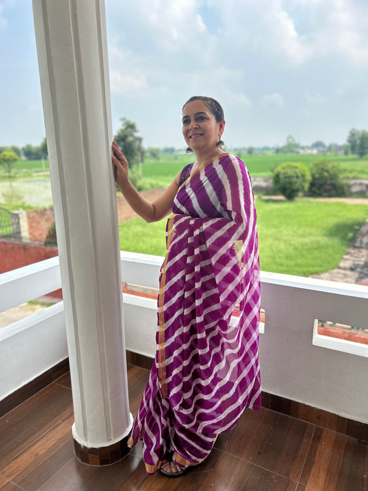 Purple Lehriya sari