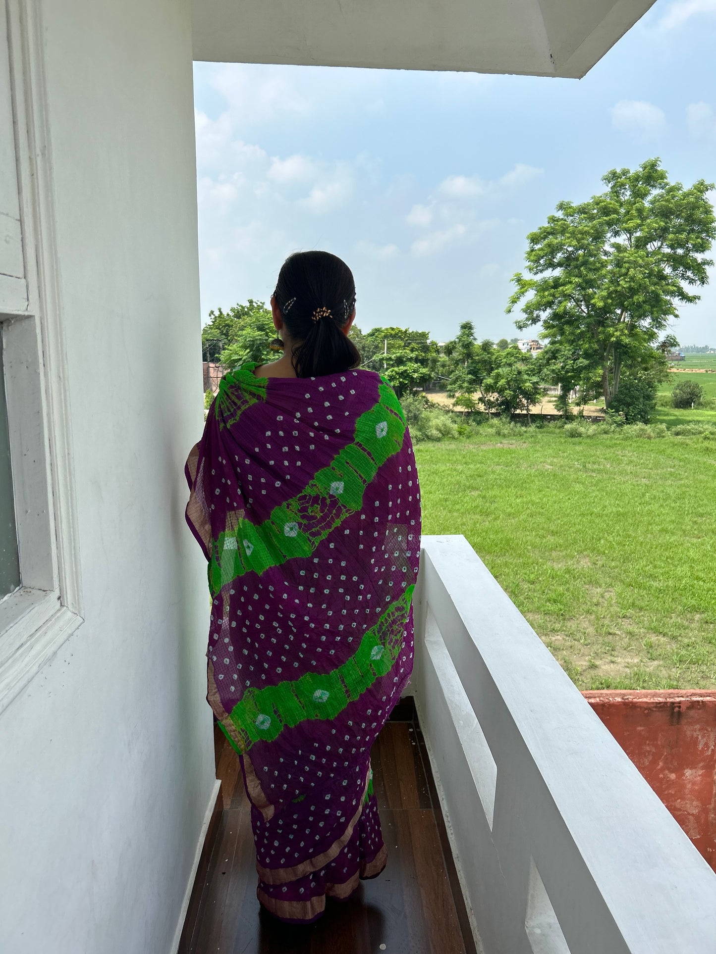 Purple Bhandani sari