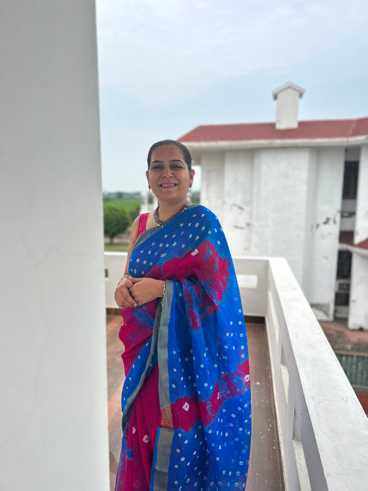 Kota Doria Shibori  Sari