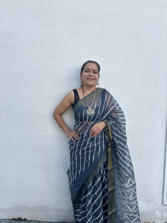 Grey Chanderi Sari
